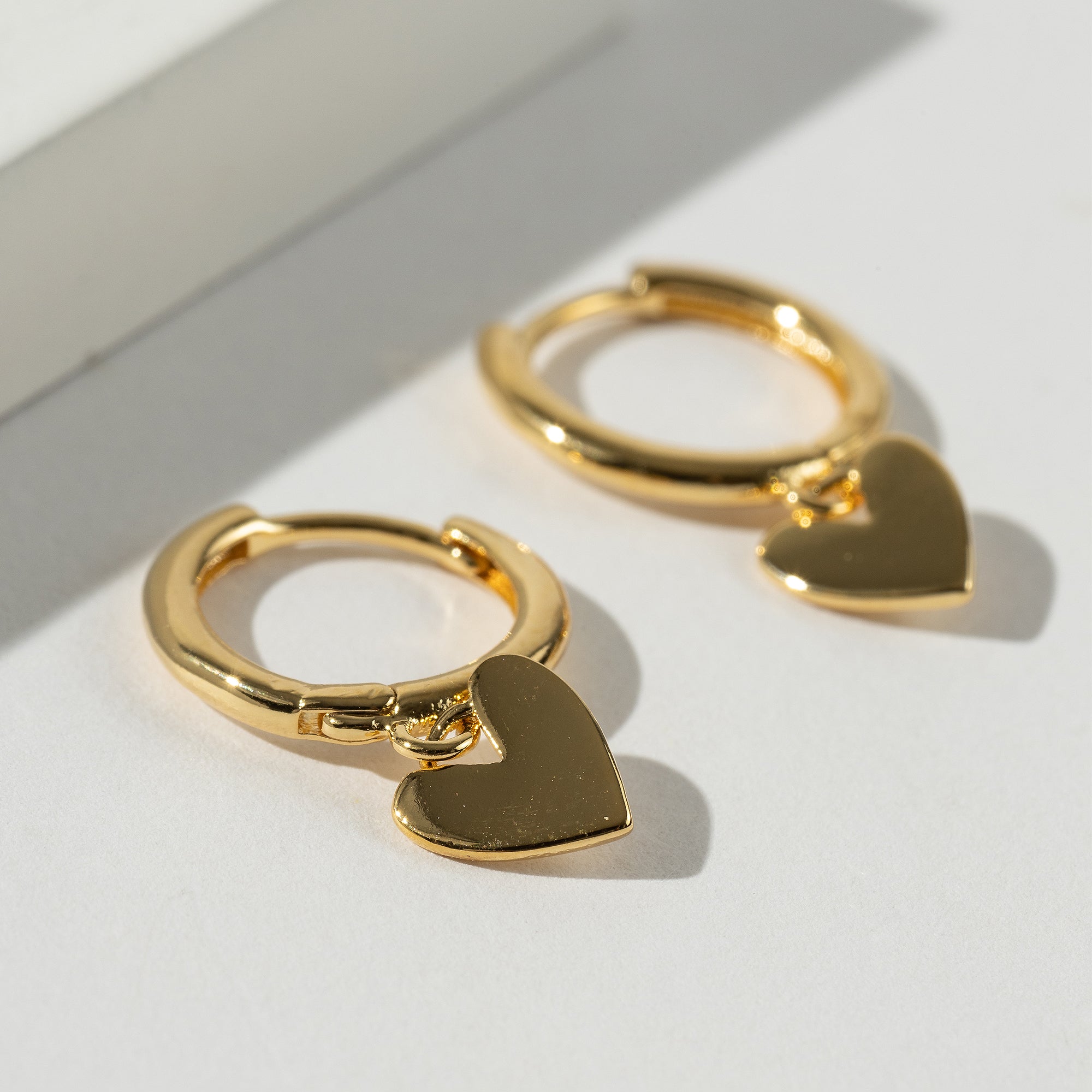 Heart Huggie Charm Earrings