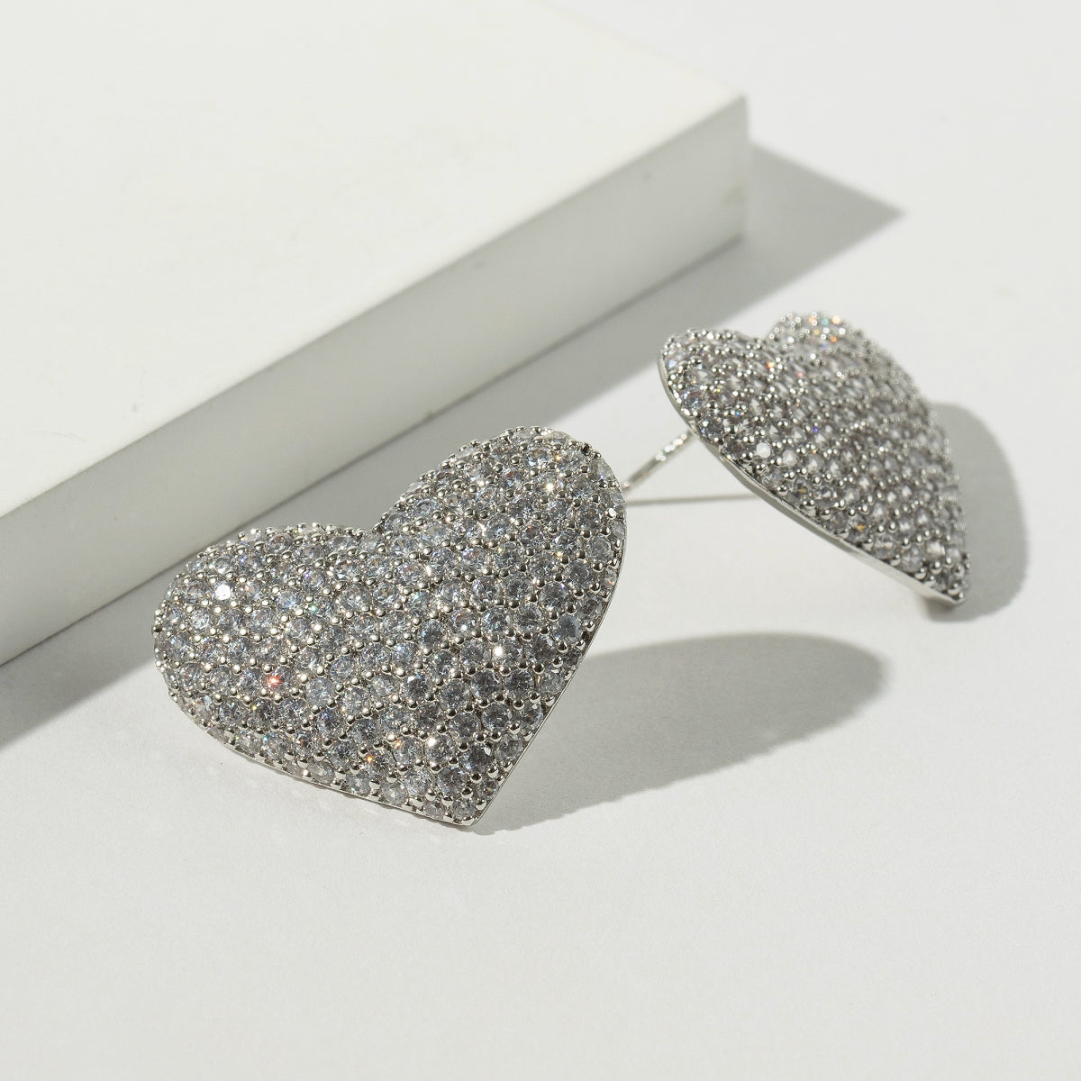 CZ Heart Stud Earrings