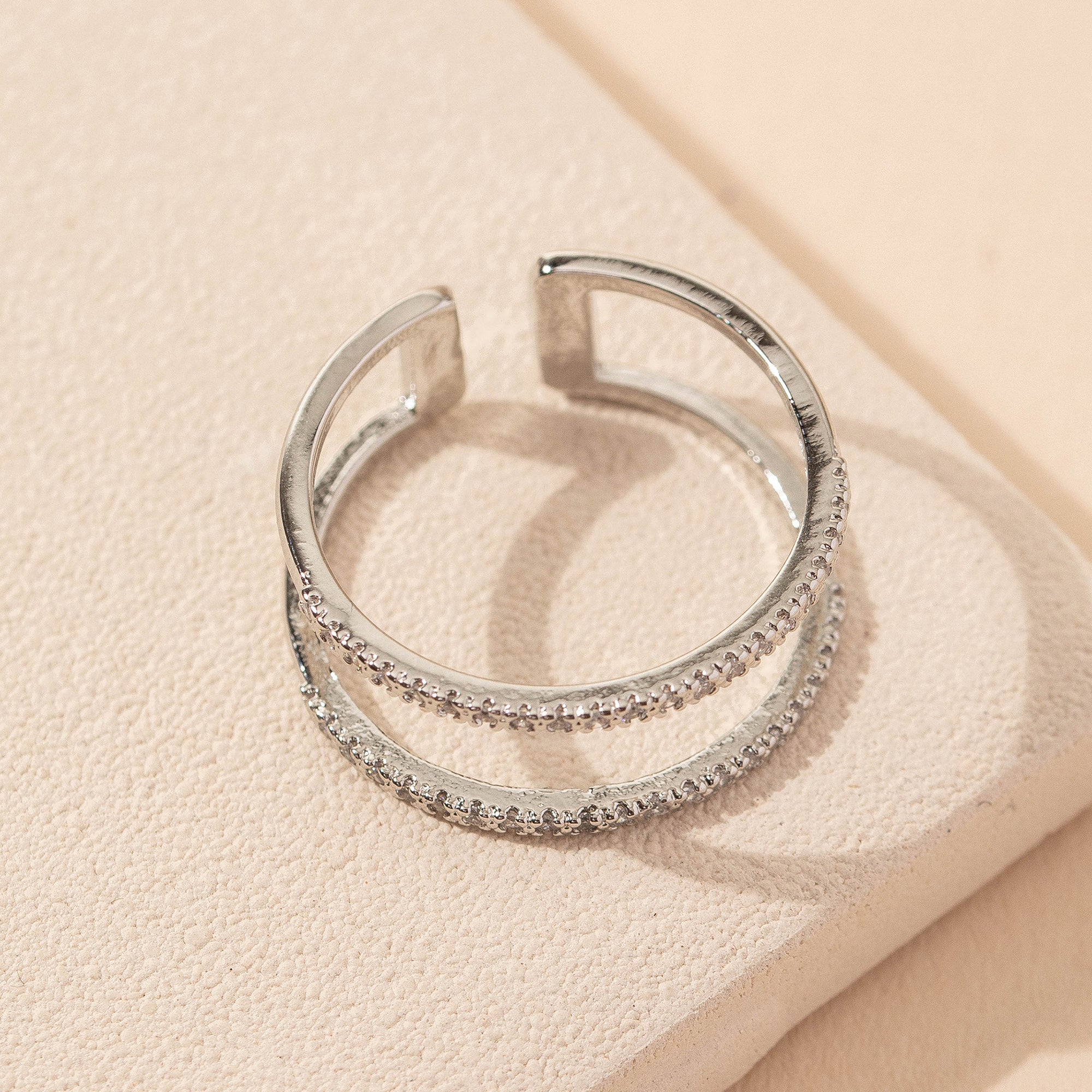 Double Open CZ Ring