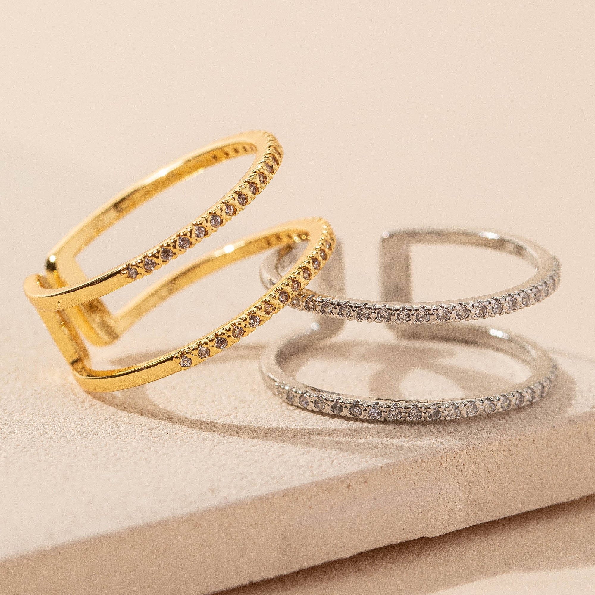 Double Open CZ Ring