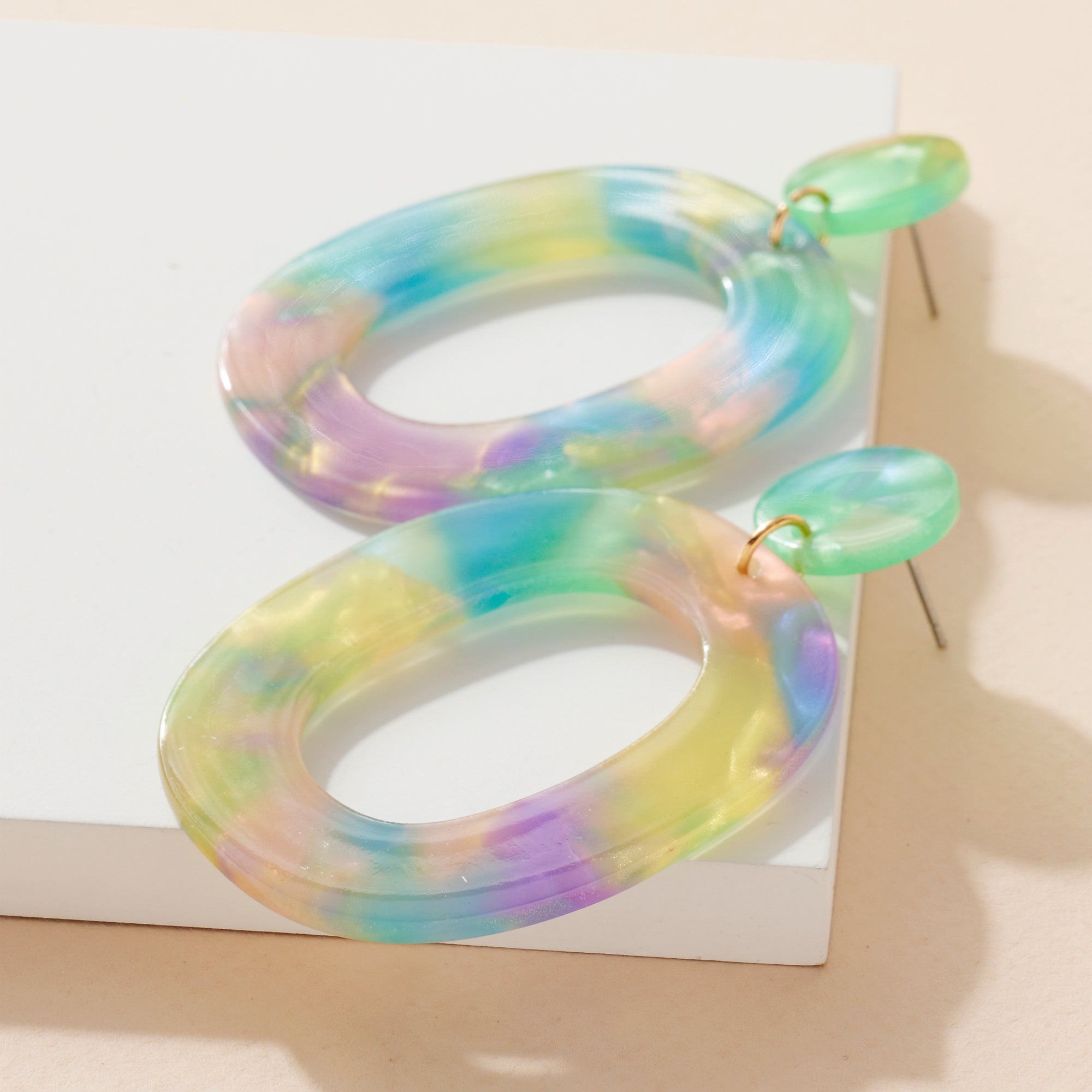 Multicolor Oval Dangling Earrings