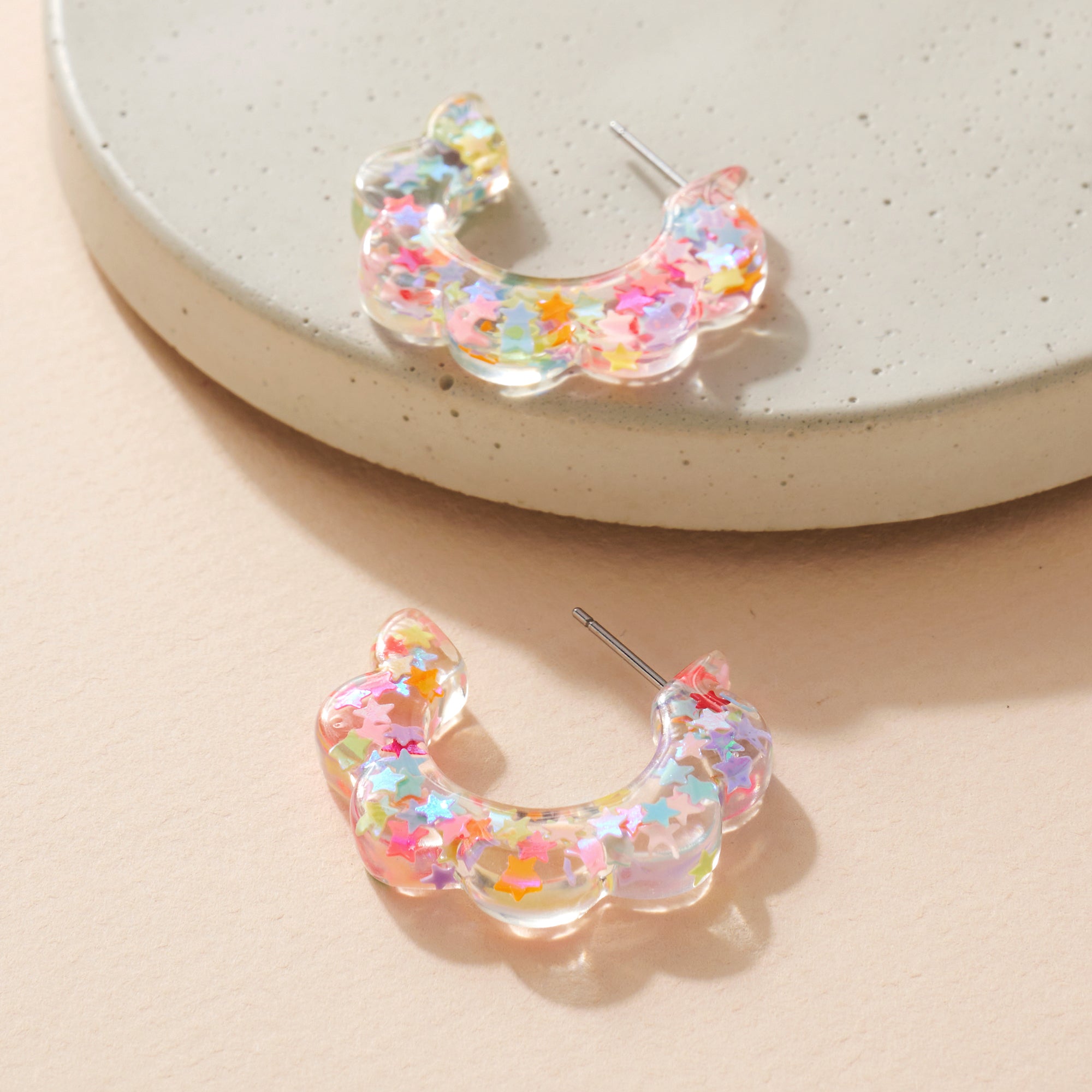 Resin Open Hoop Earrings