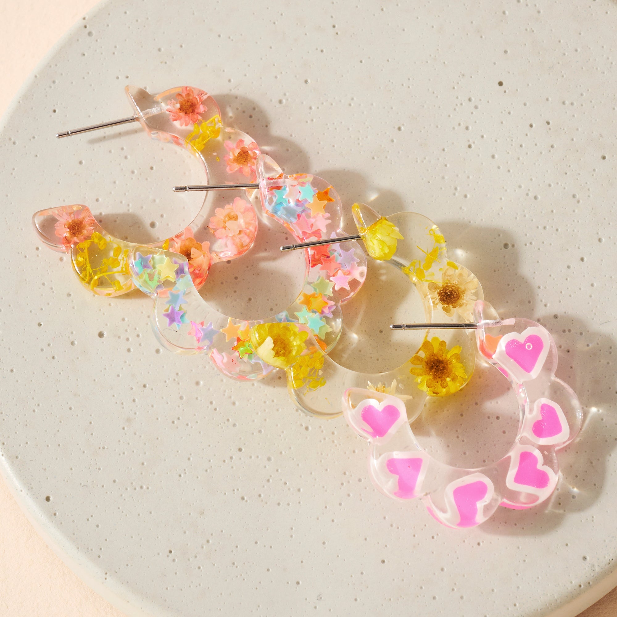 Resin Open Hoop Earrings