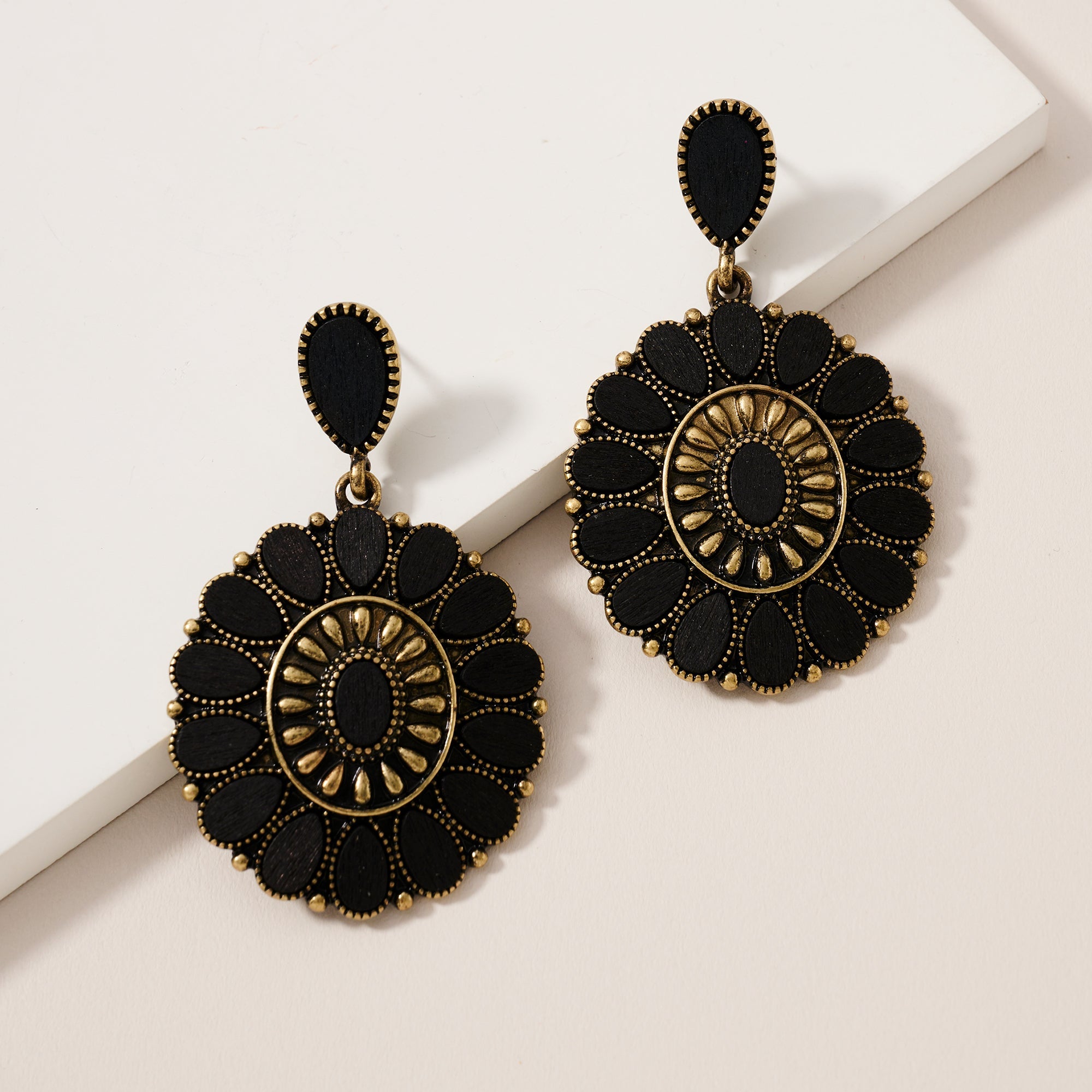 Round Wood Dangling Earrings