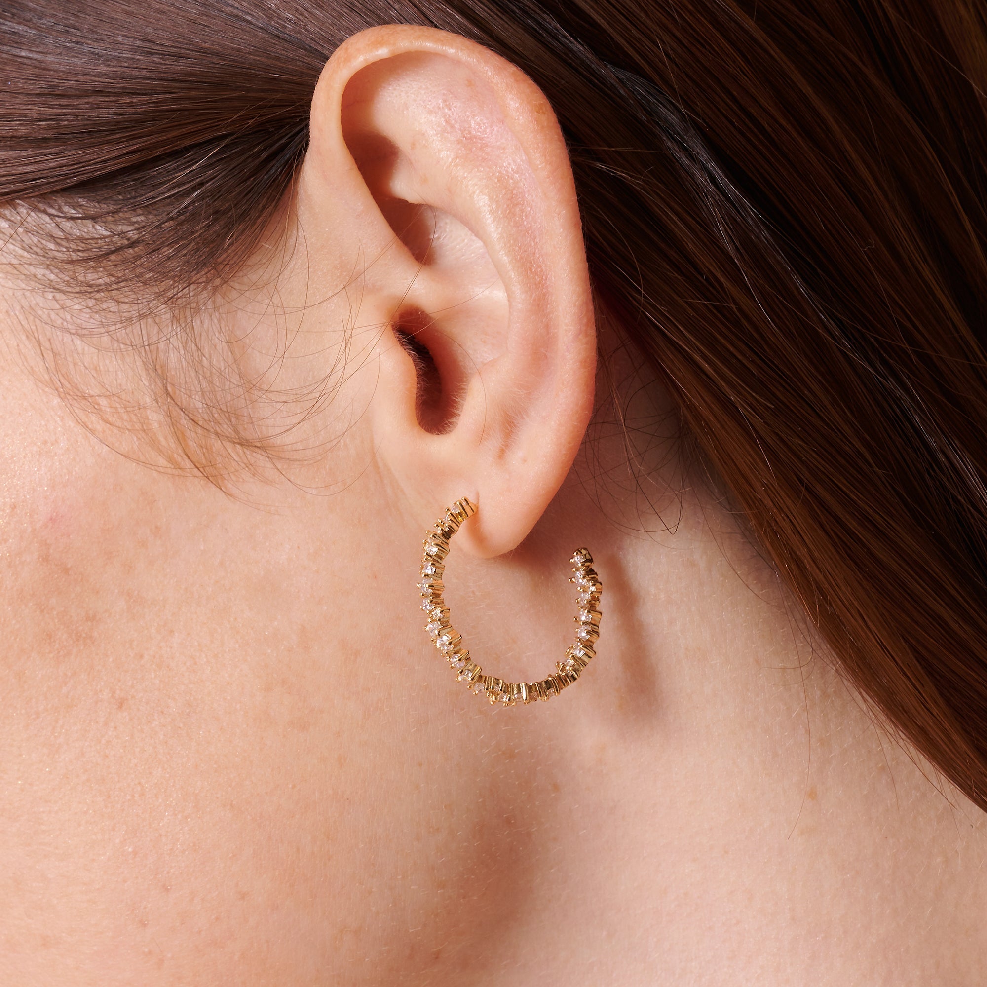 Zigzag CZ Hoop Earrings