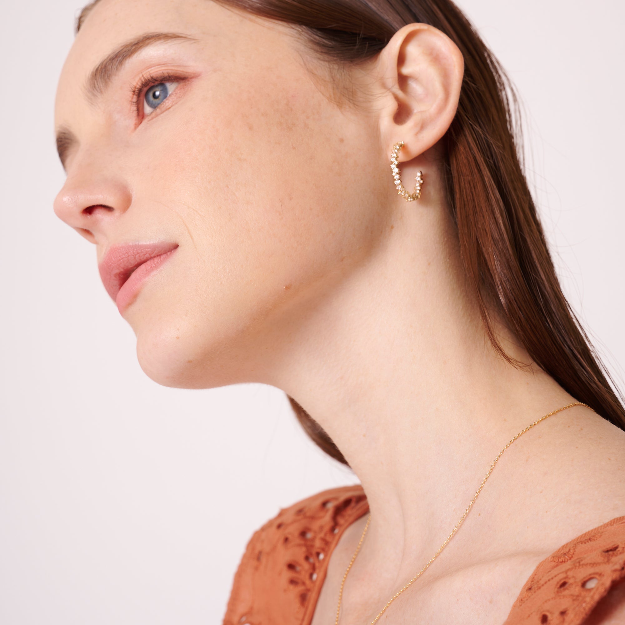 Zigzag CZ Hoop Earrings