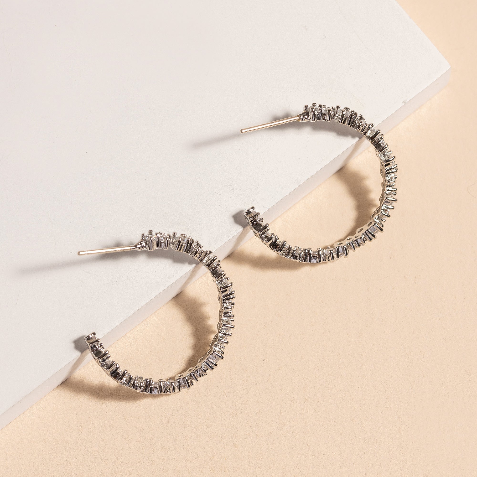 Zigzag CZ Hoop Earrings
