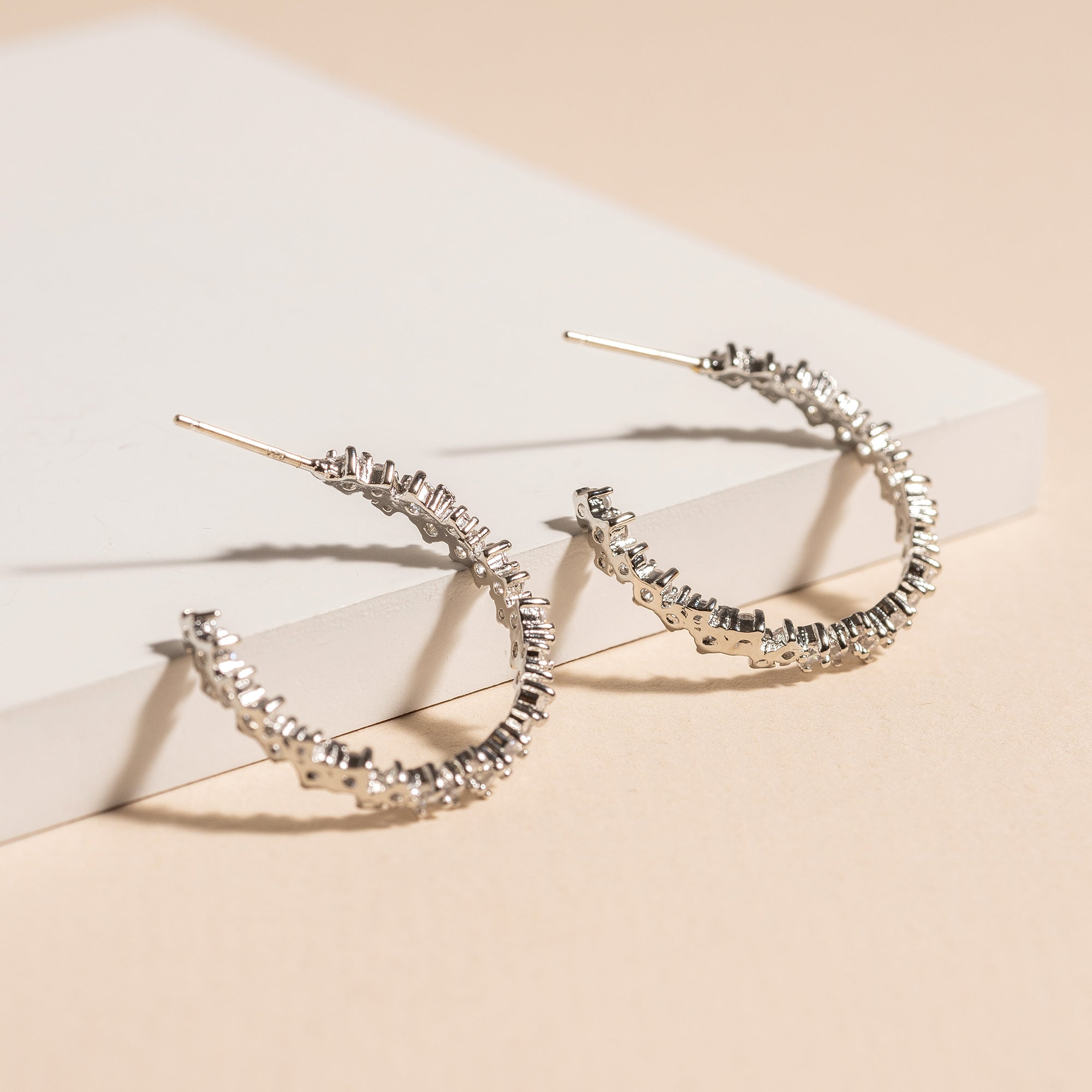 Zigzag CZ Hoop Earrings