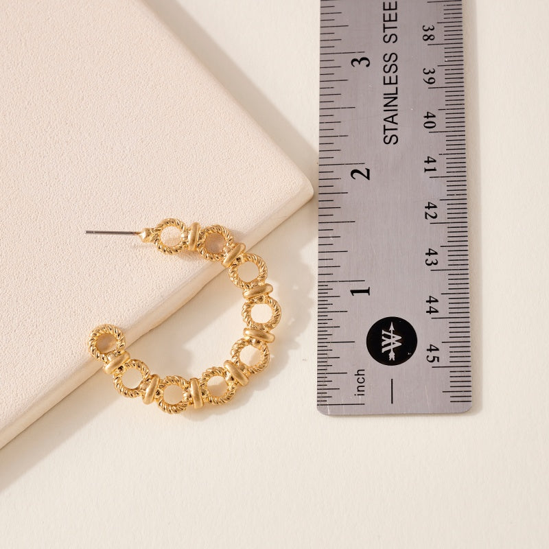 Ridged Links Hoop Earrings