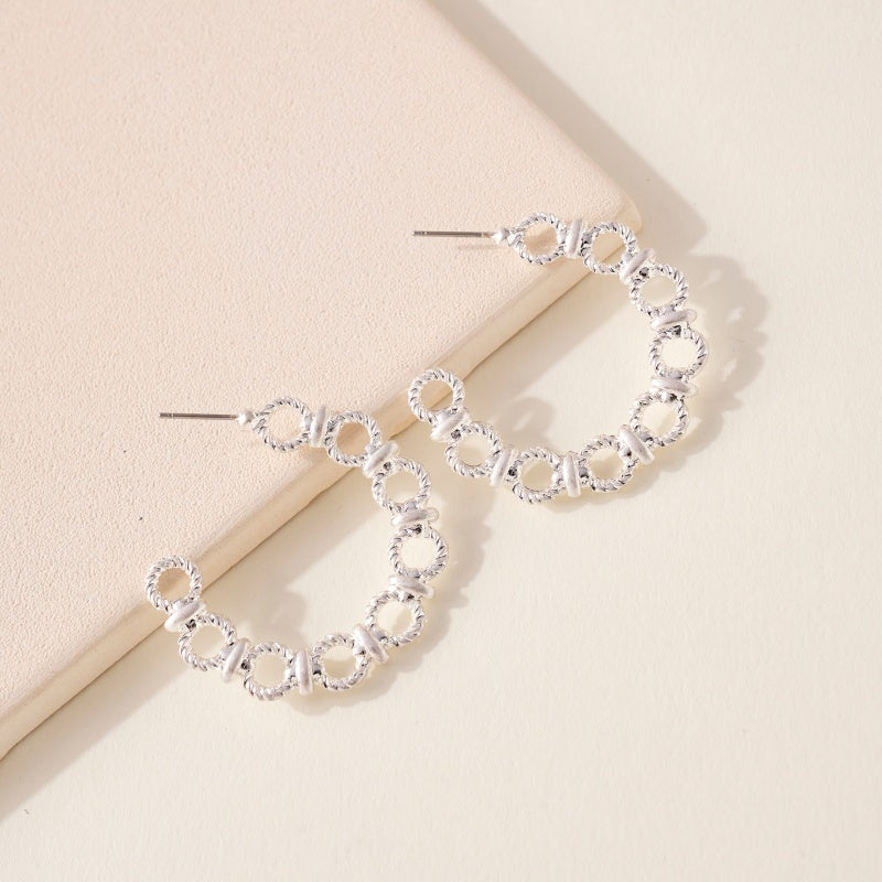 Ridged Links Hoop Earrings