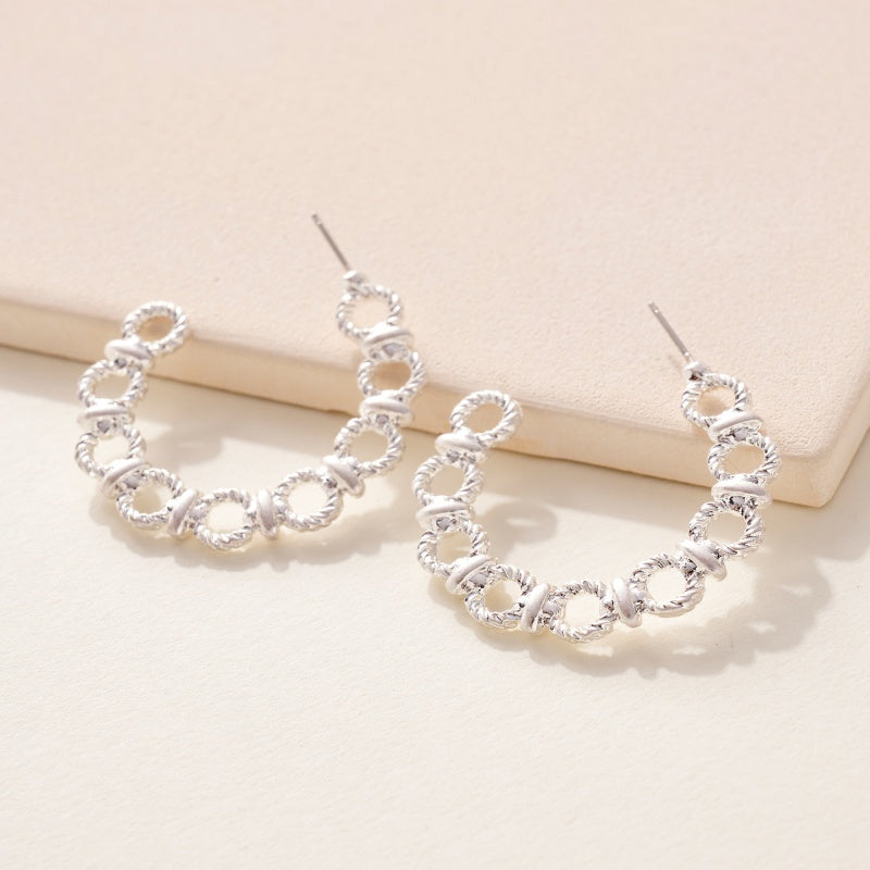 Ridged Links Hoop Earrings