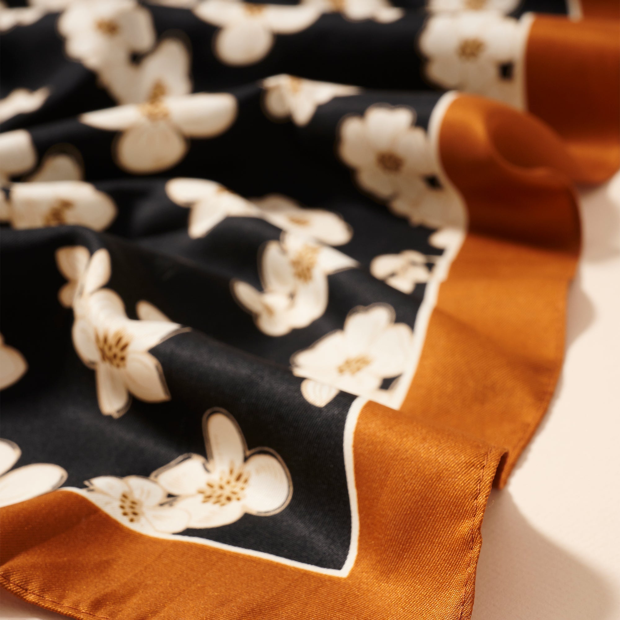 Floral Printed Silky Twill Scarf