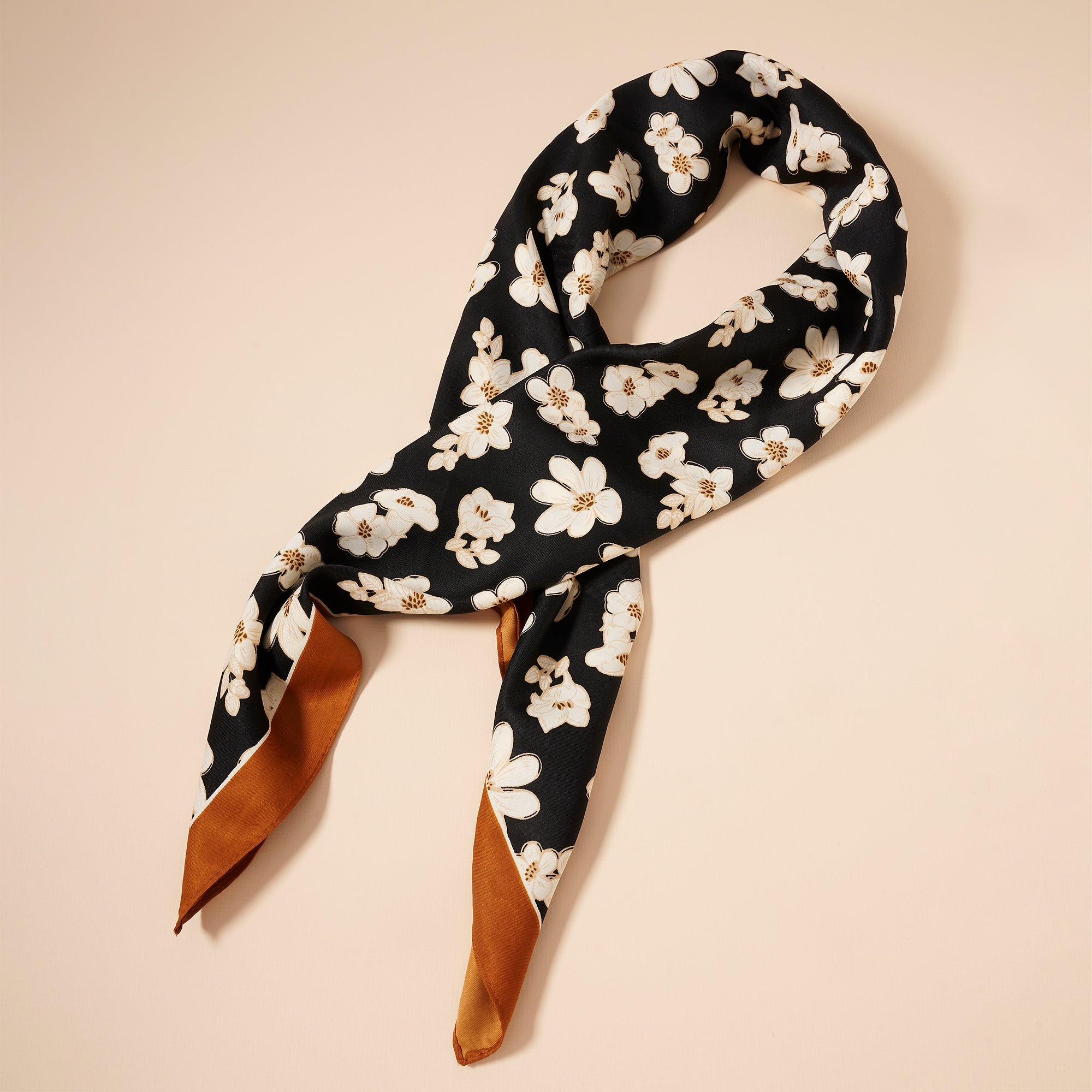 Floral Printed Silky Twill Scarf