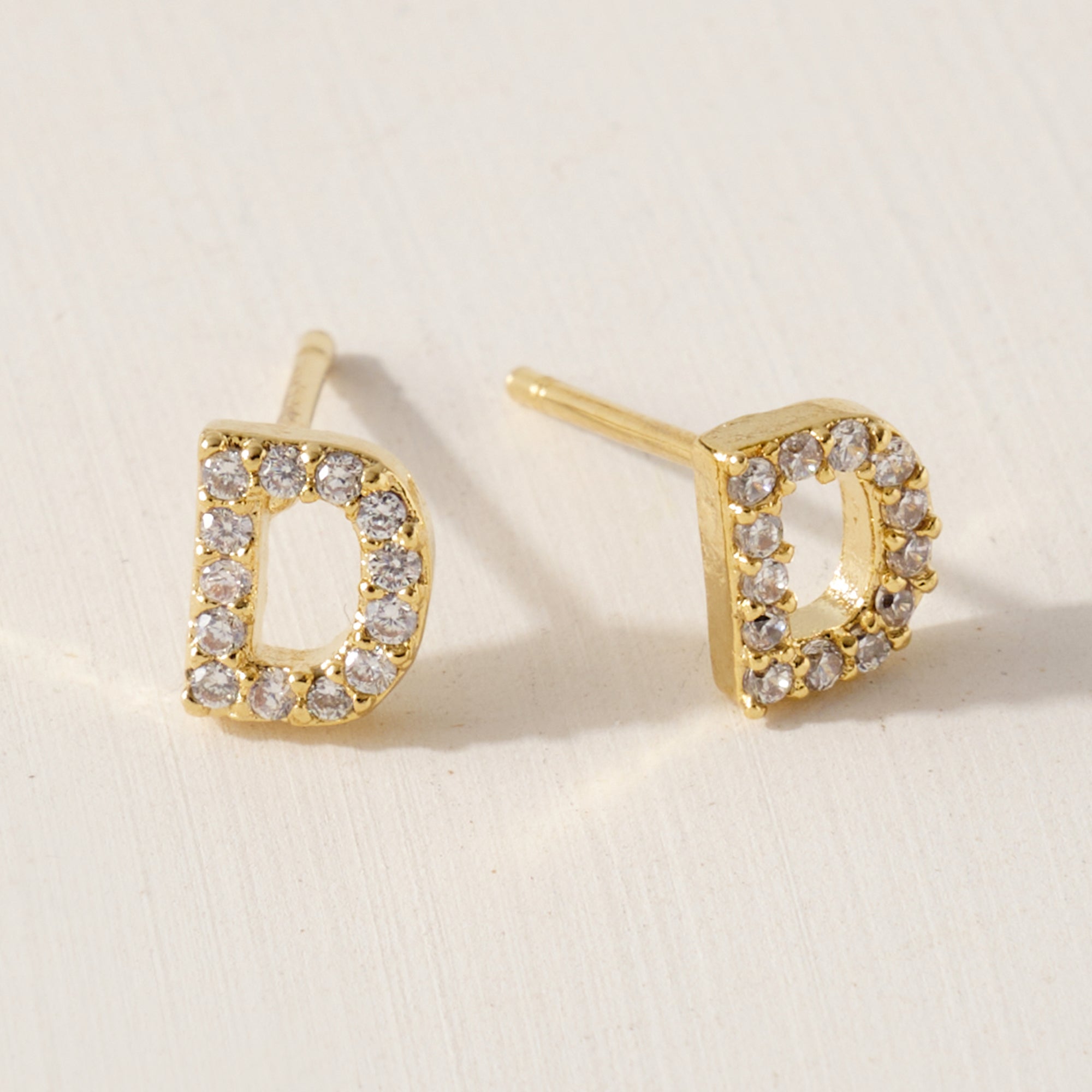 CZ Initial Stud Earrings