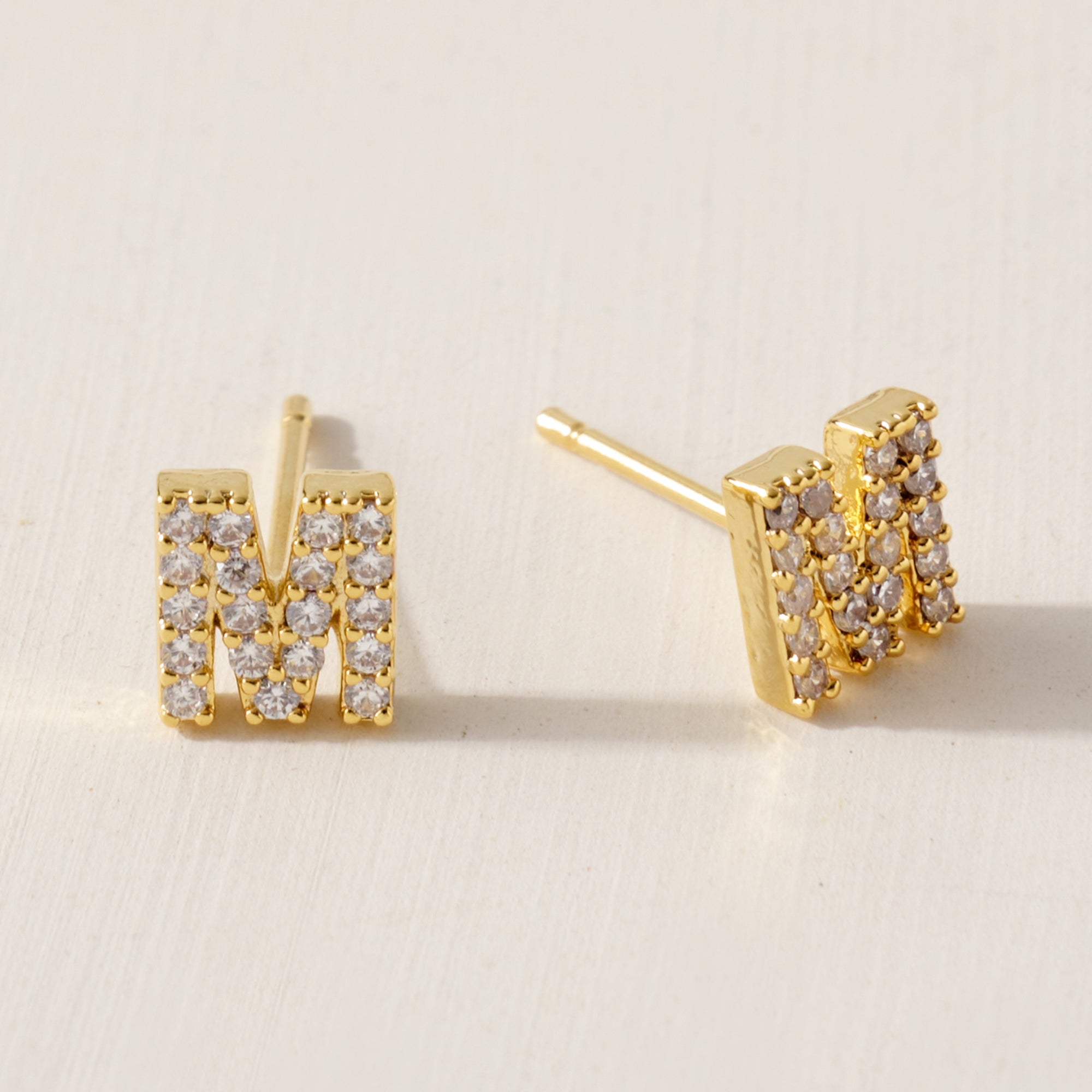 CZ Initial Stud Earrings