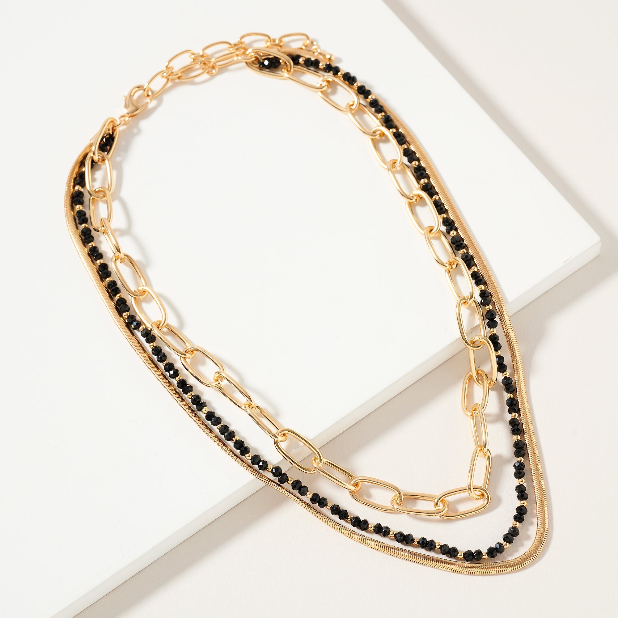 Layered Beaded Chain Necklace
