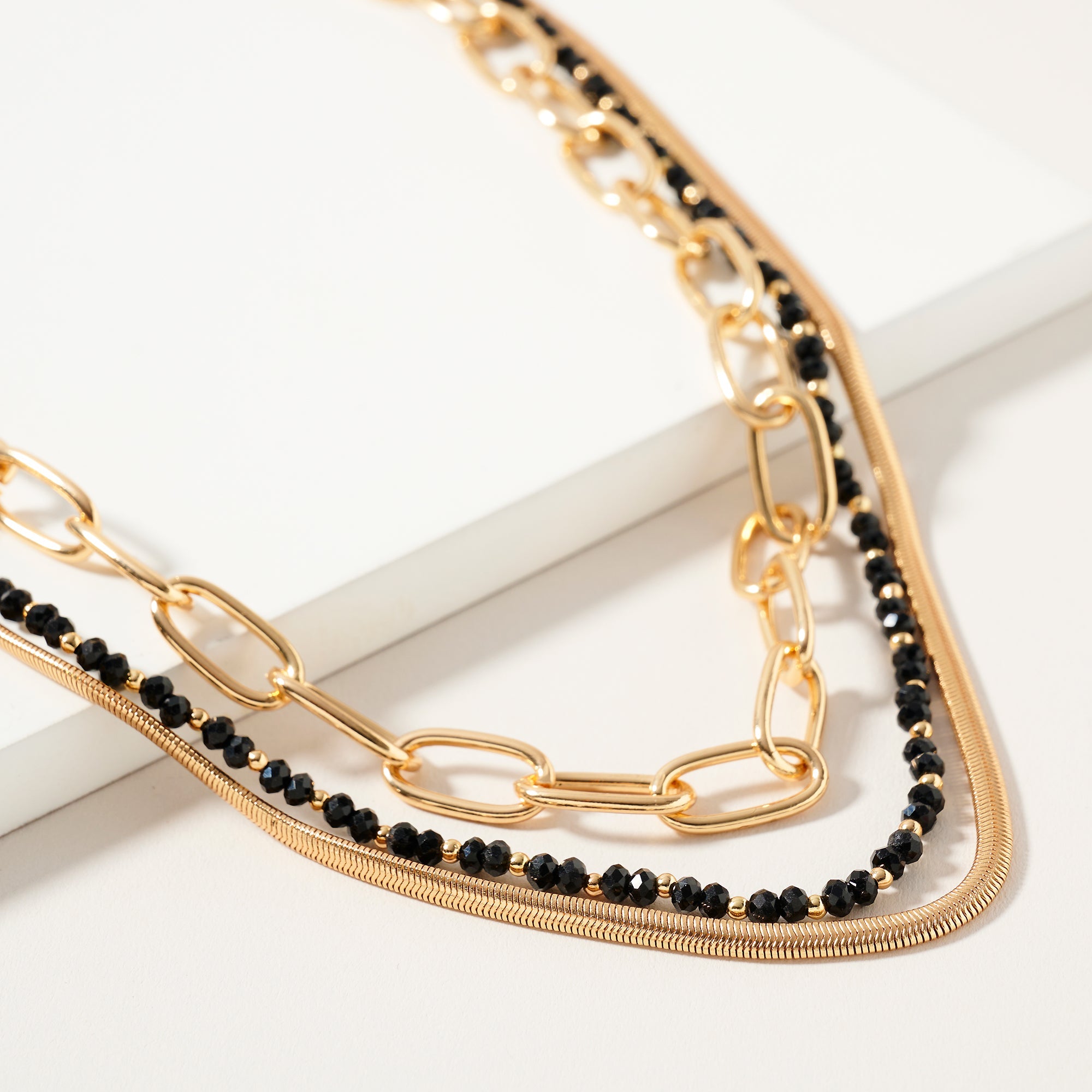 Layered Beaded Chain Necklace