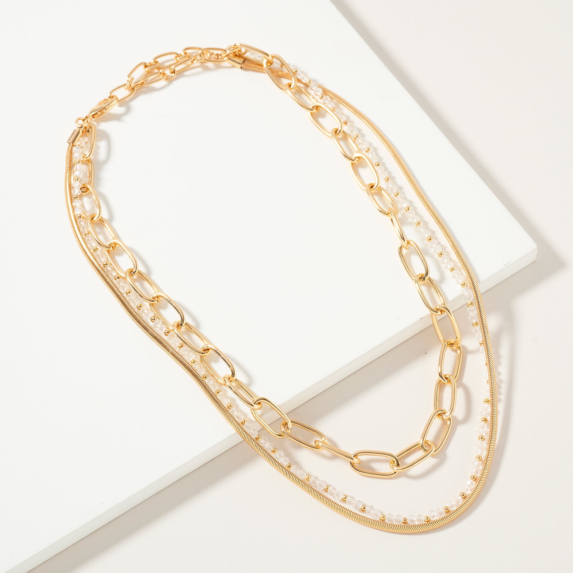 Layered Beaded Chain Necklace