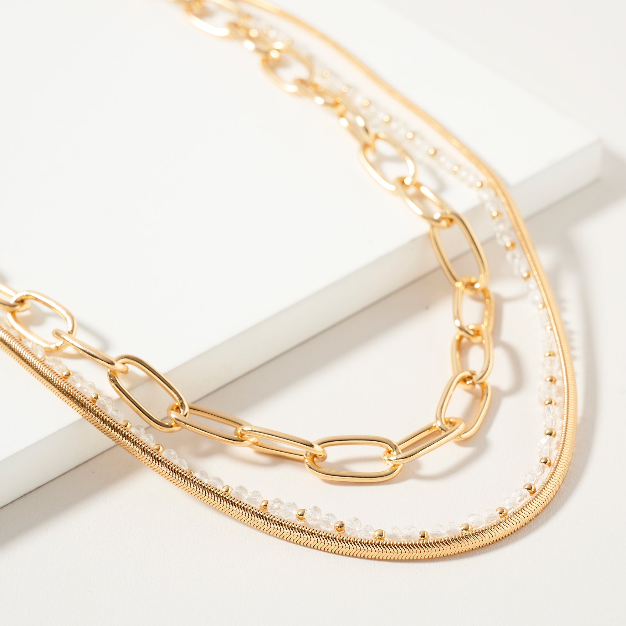 Layered Beaded Chain Necklace