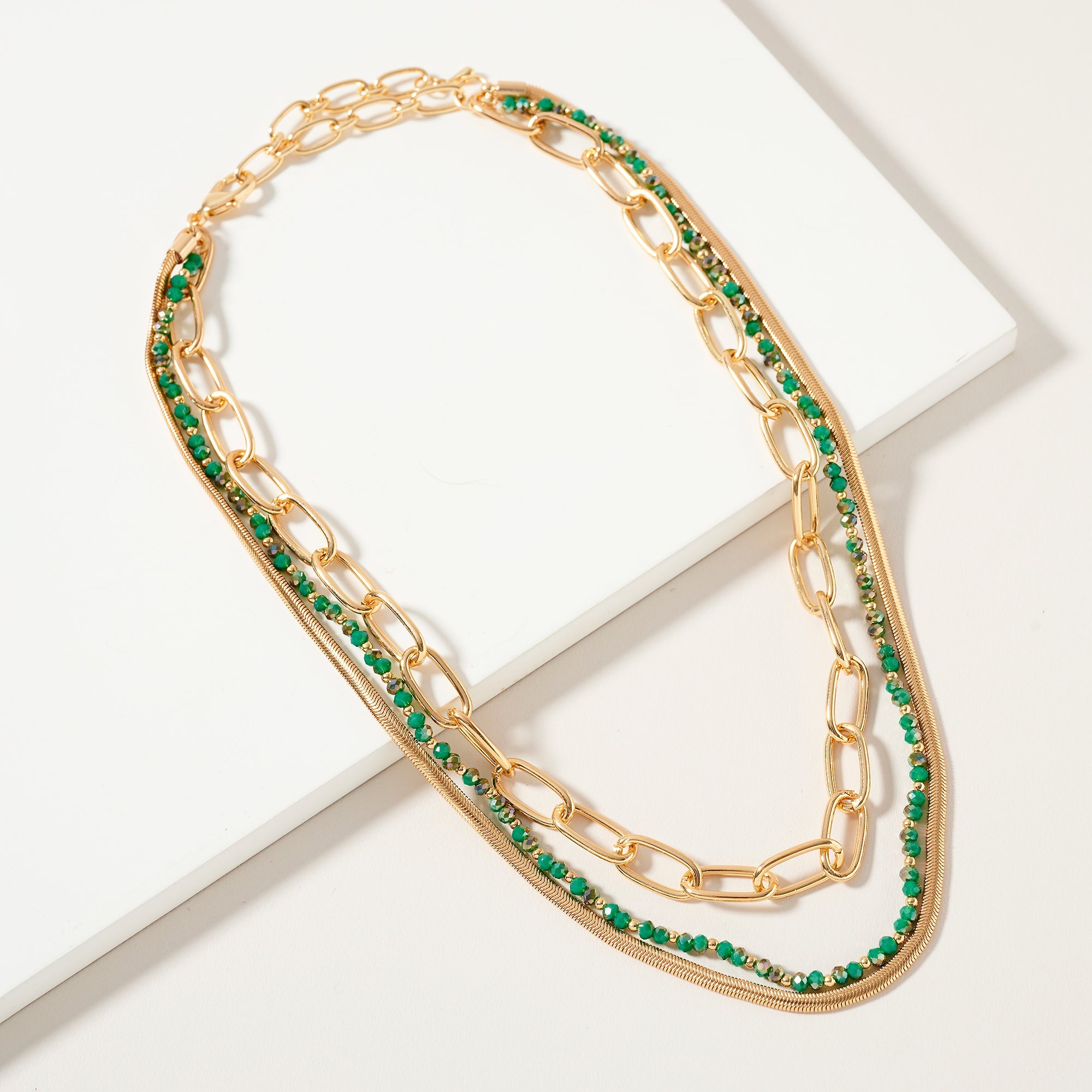 Layered Beaded Chain Necklace
