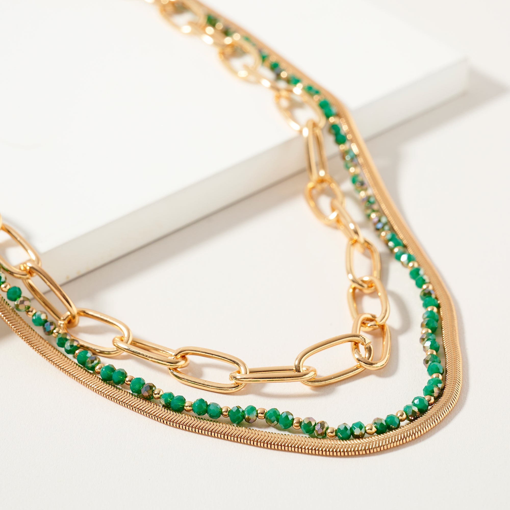 Layered Beaded Chain Necklace