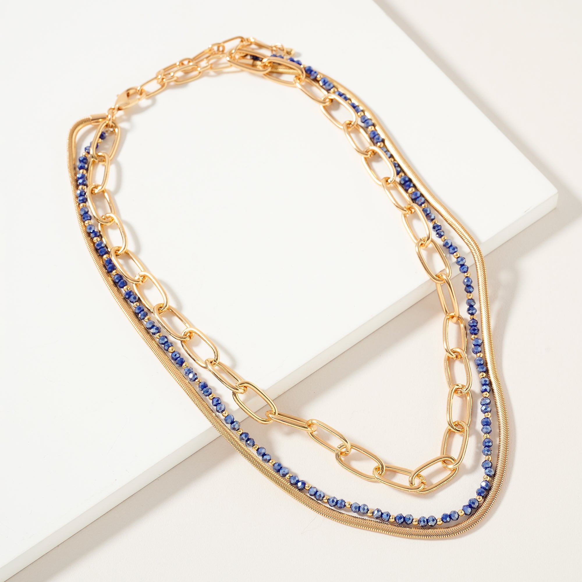 Layered Beaded Chain Necklace