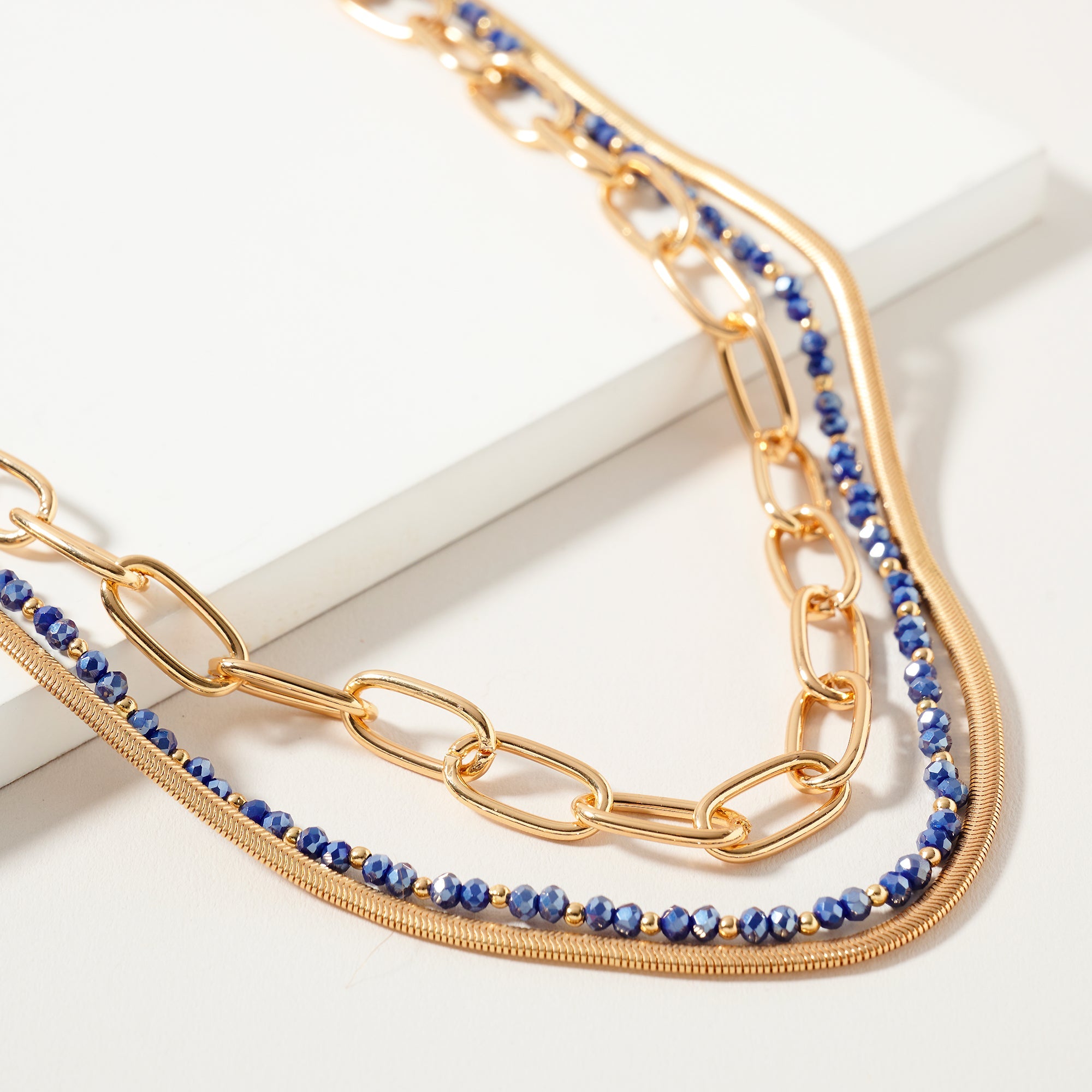 Layered Beaded Chain Necklace
