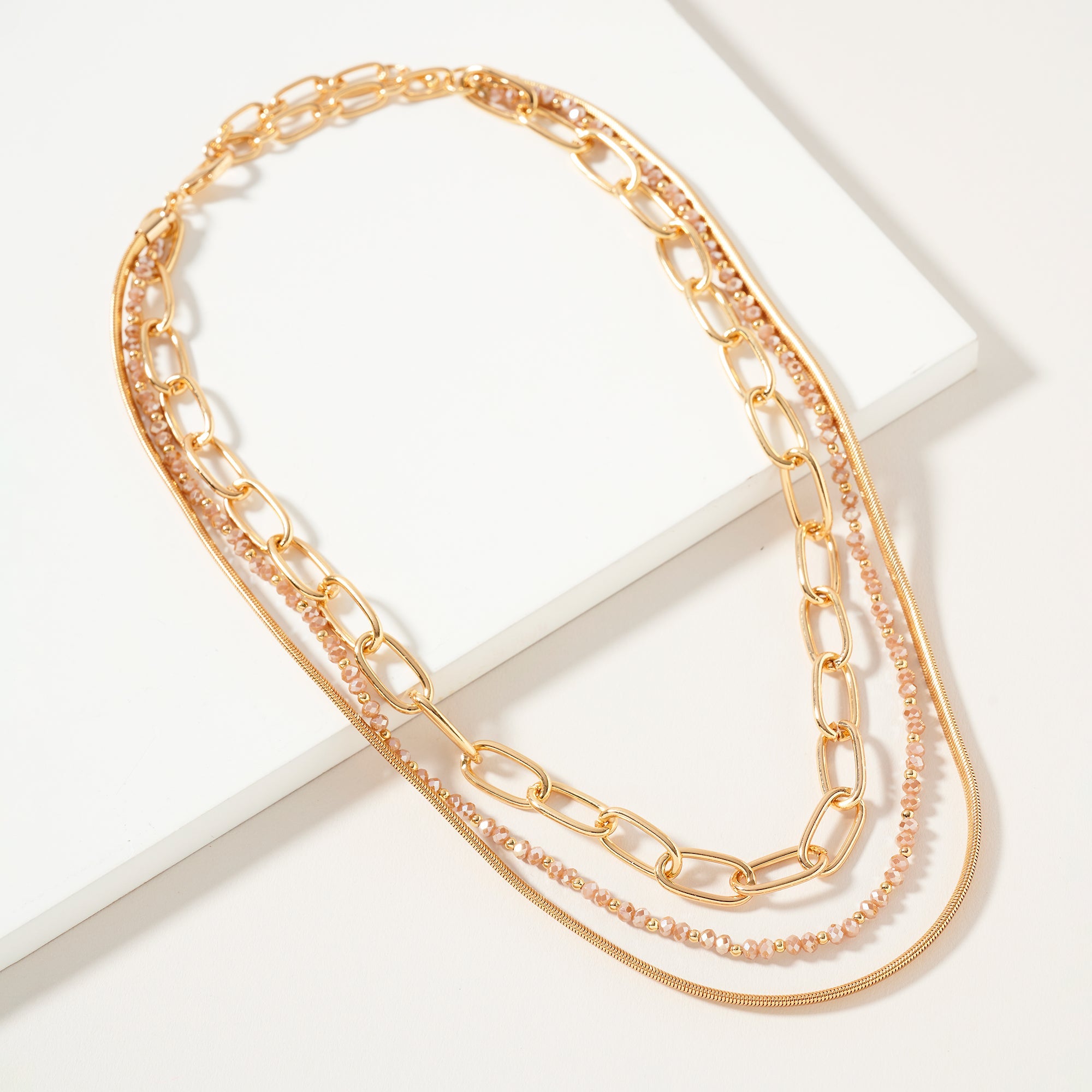 Layered Beaded Chain Necklace