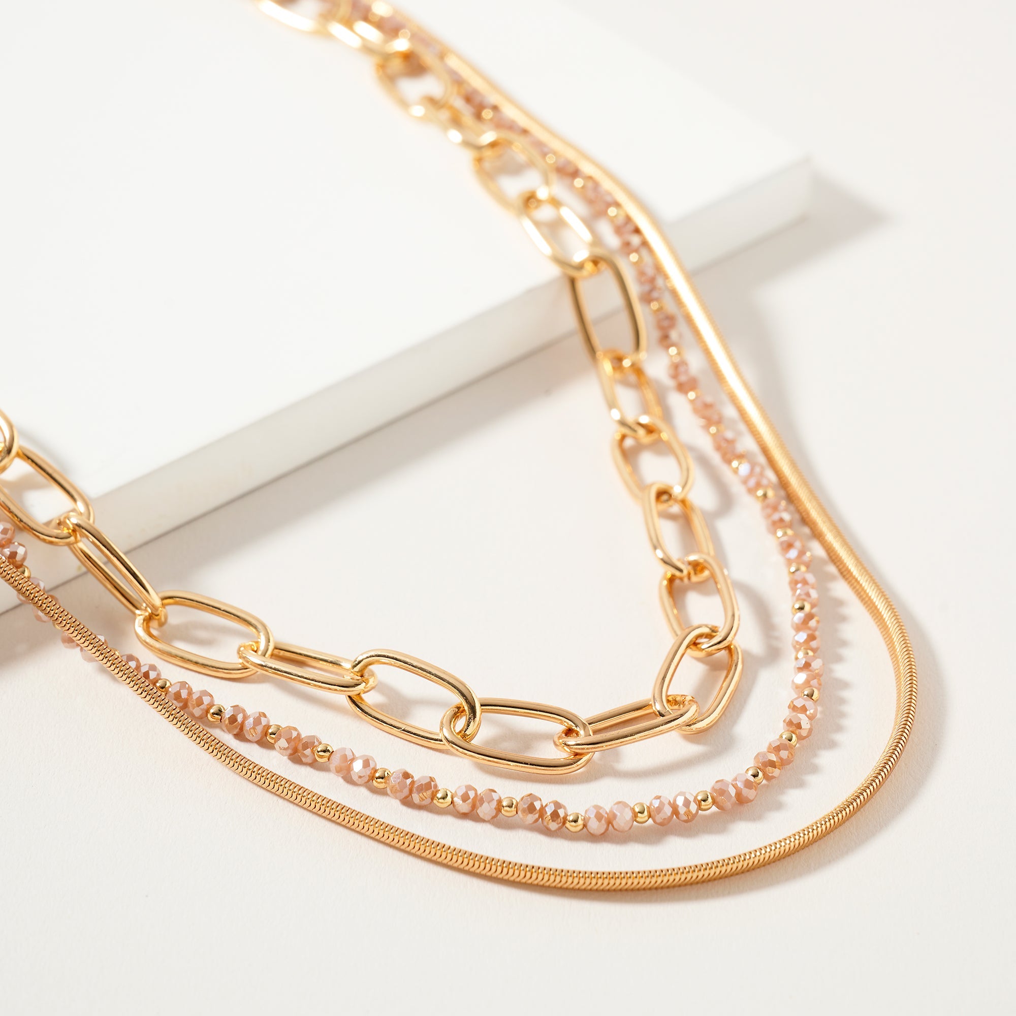Layered Beaded Chain Necklace