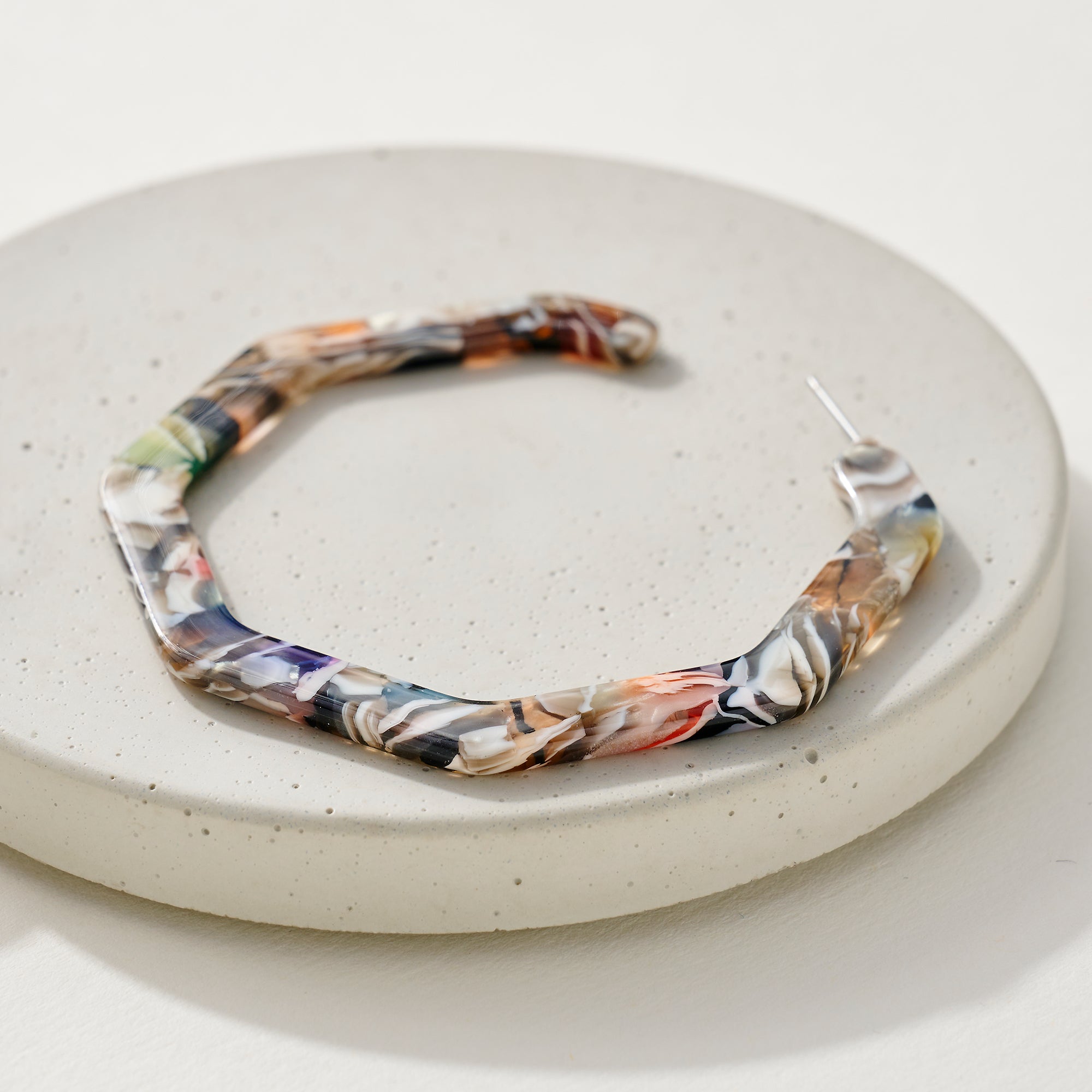 Hexagon Acetate Hoop Earrings