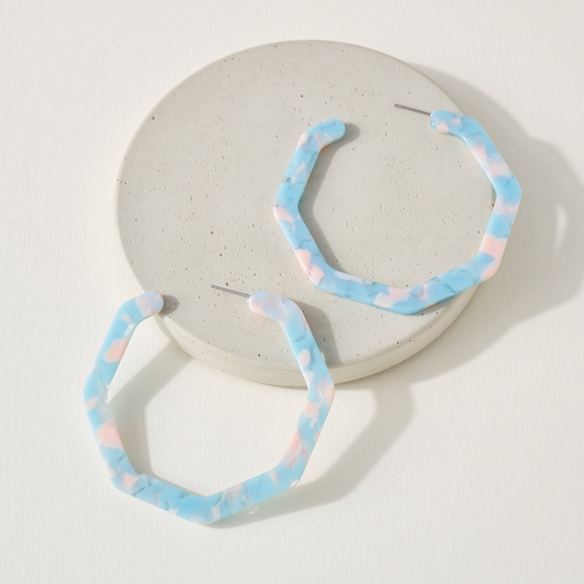 Hexagon Acetate Hoop Earrings