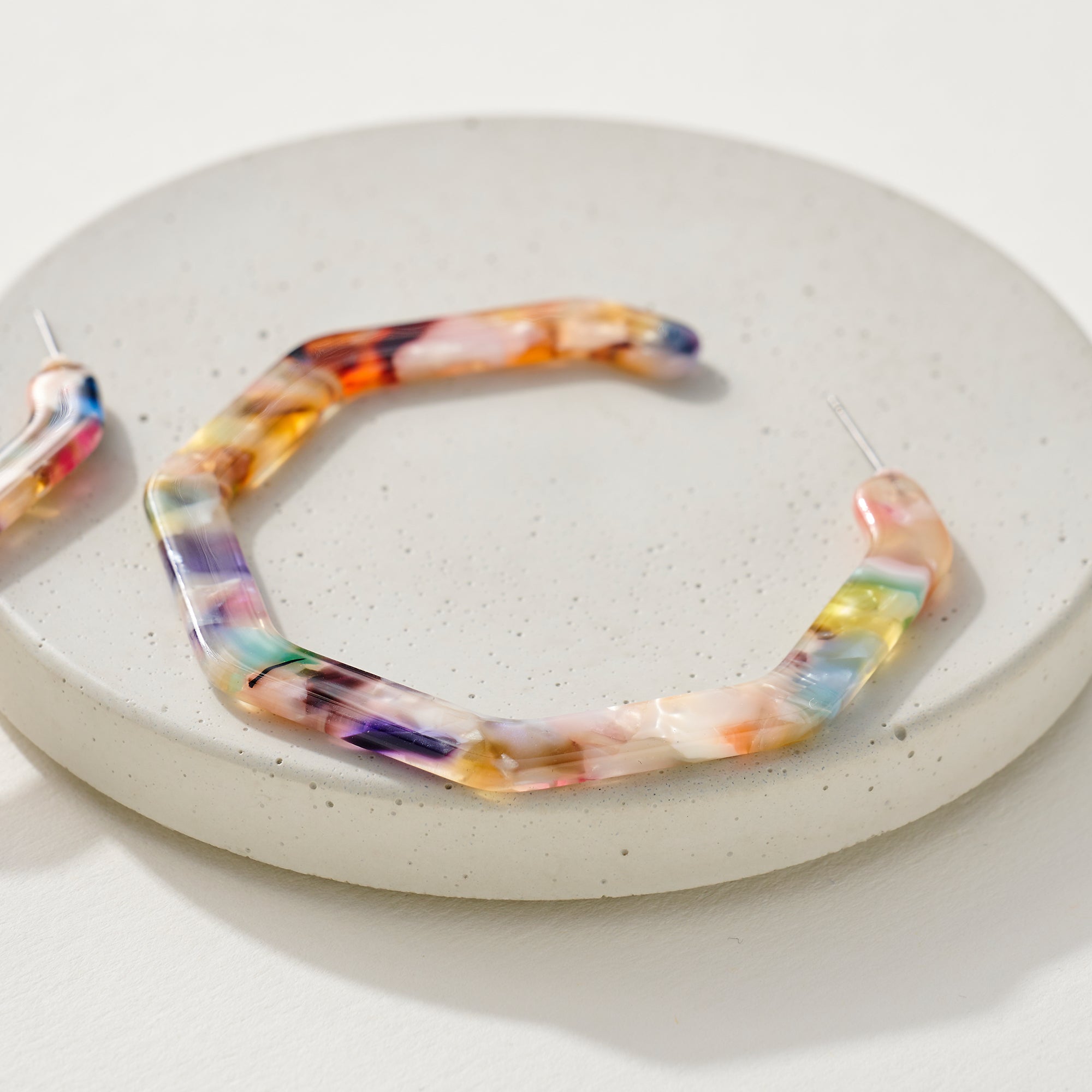 Hexagon Acetate Hoop Earrings