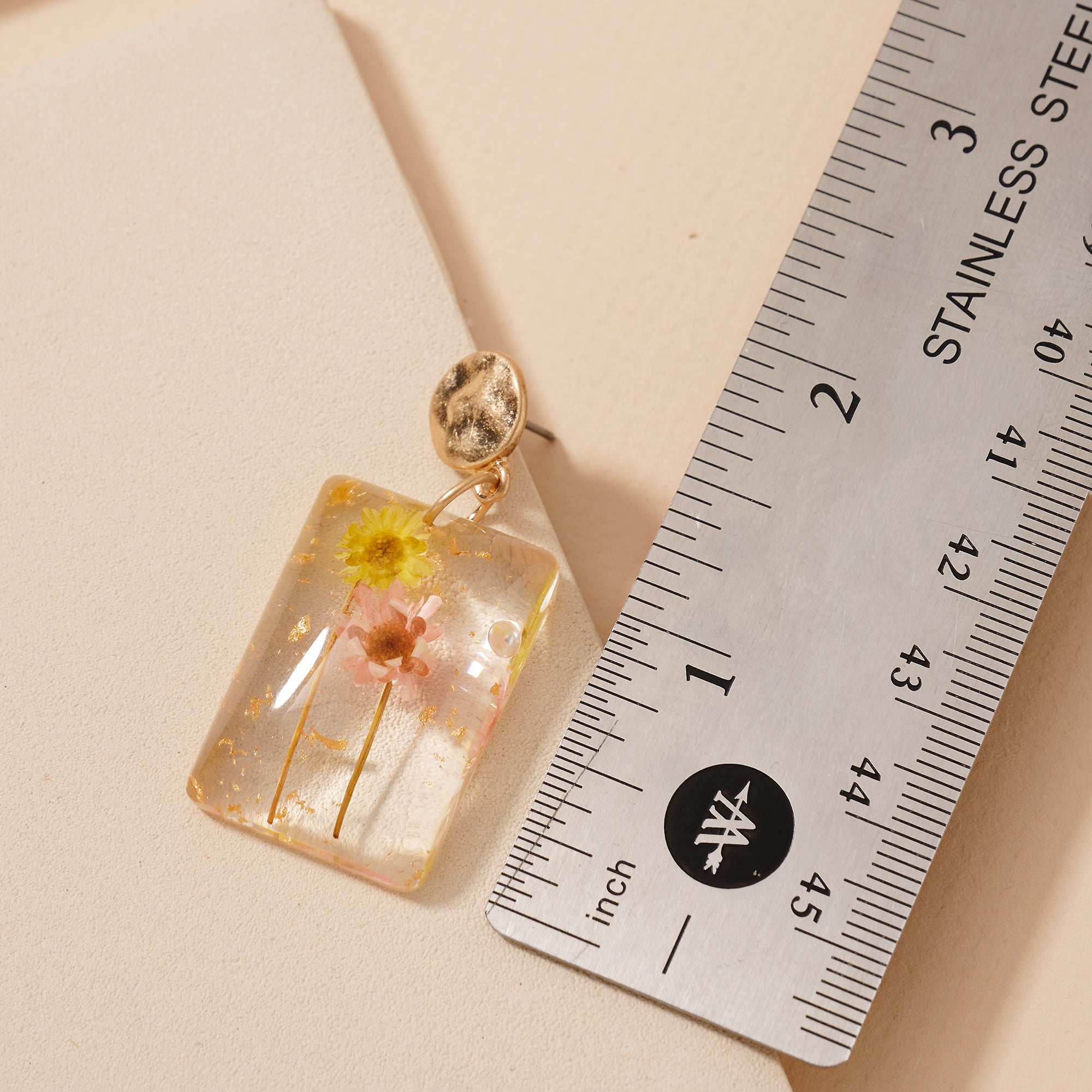 Square Floral Acetate Dangle Earrings