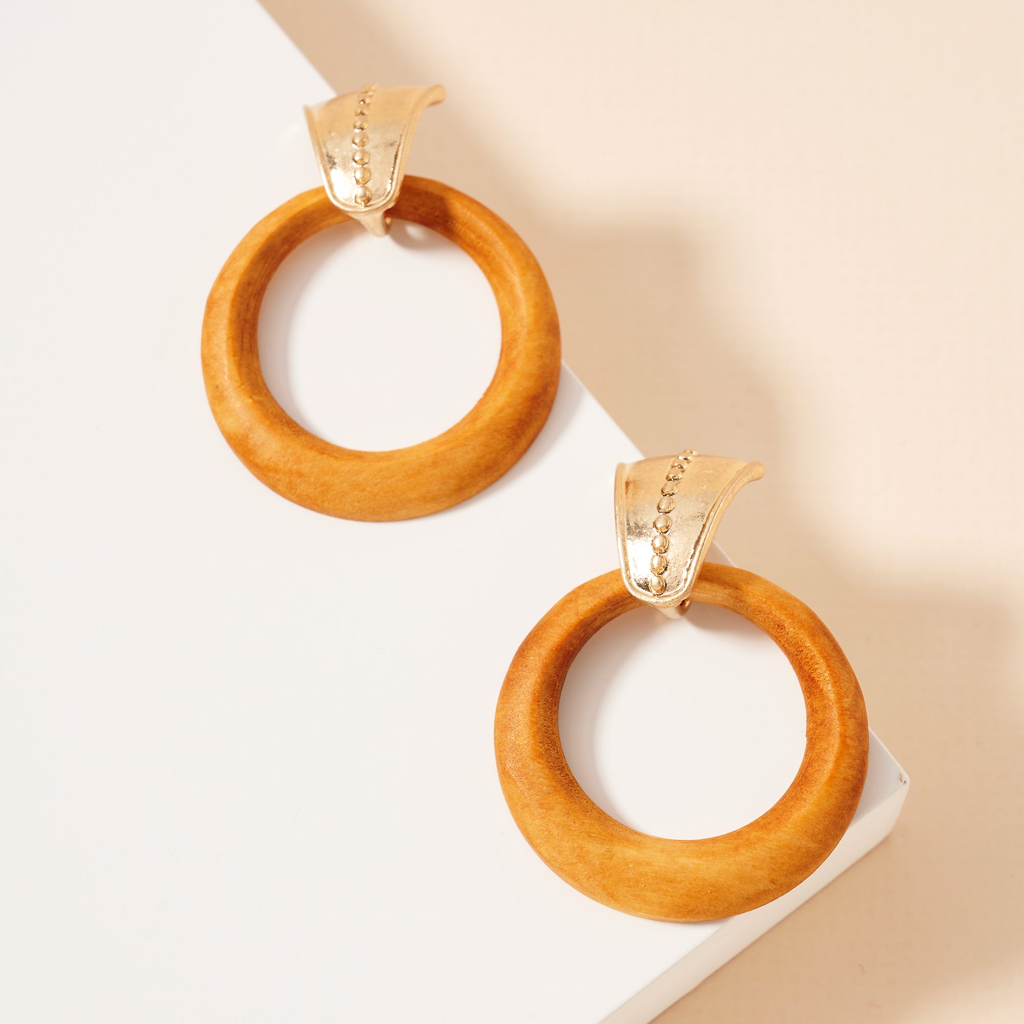 Round Wooden Hoop Earrings