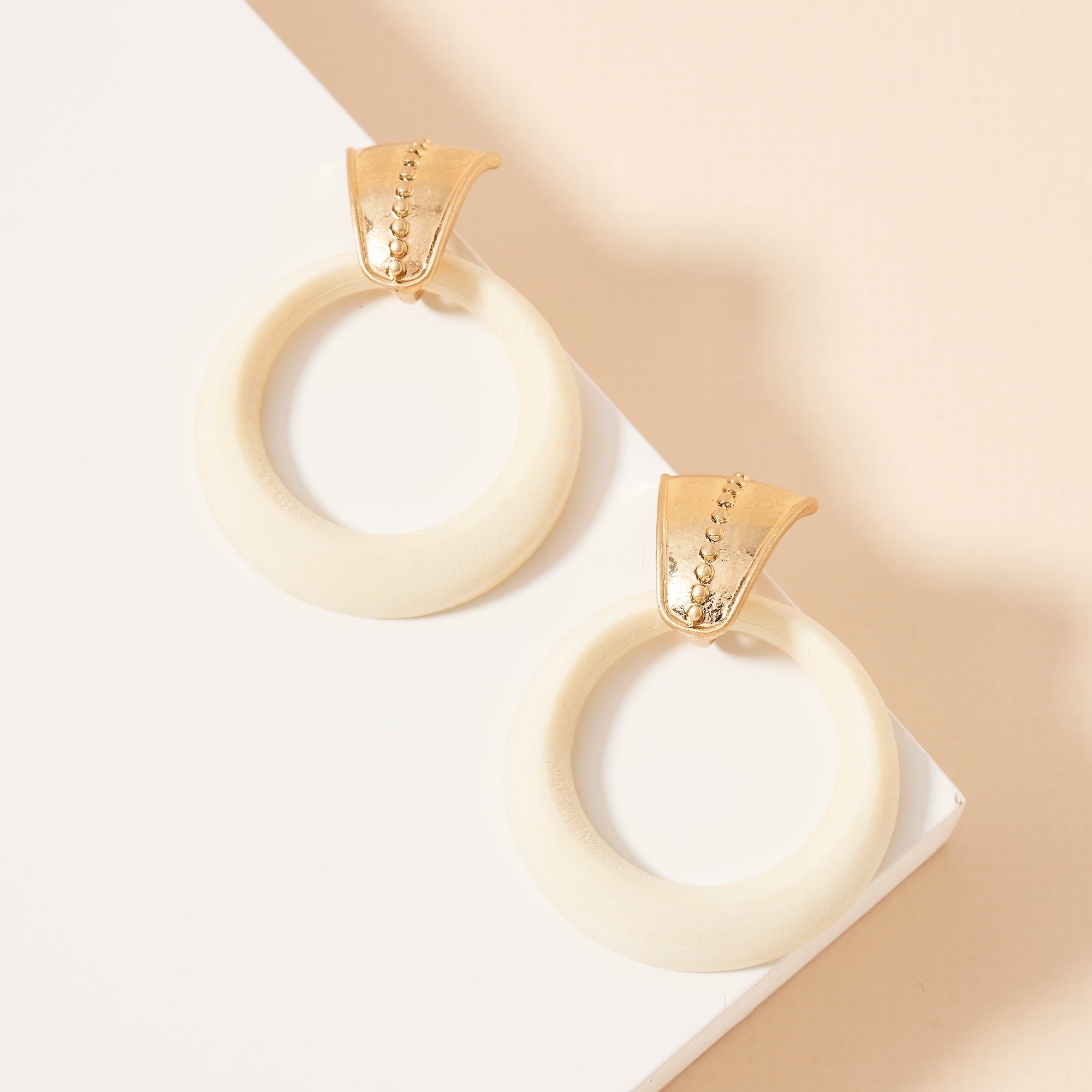 Round Wooden Hoop Earrings