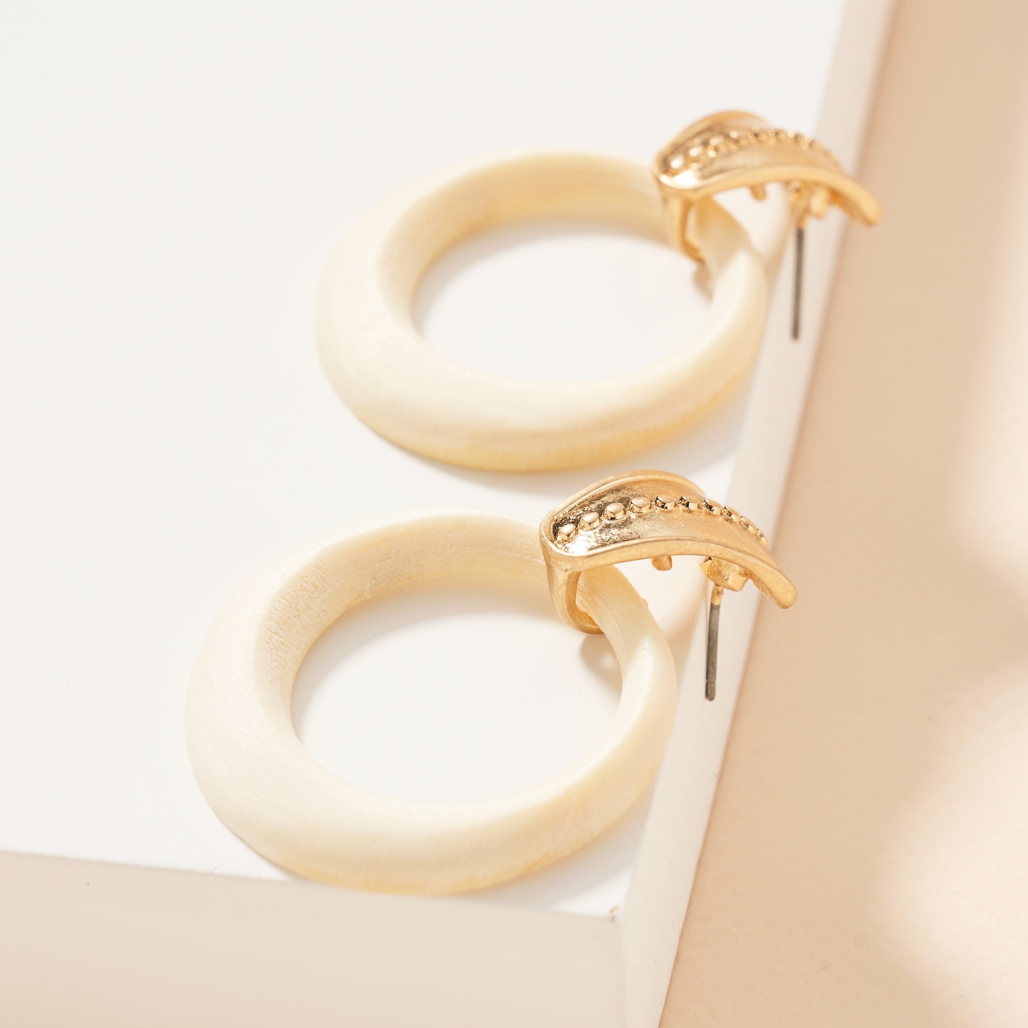 Round Wooden Hoop Earrings