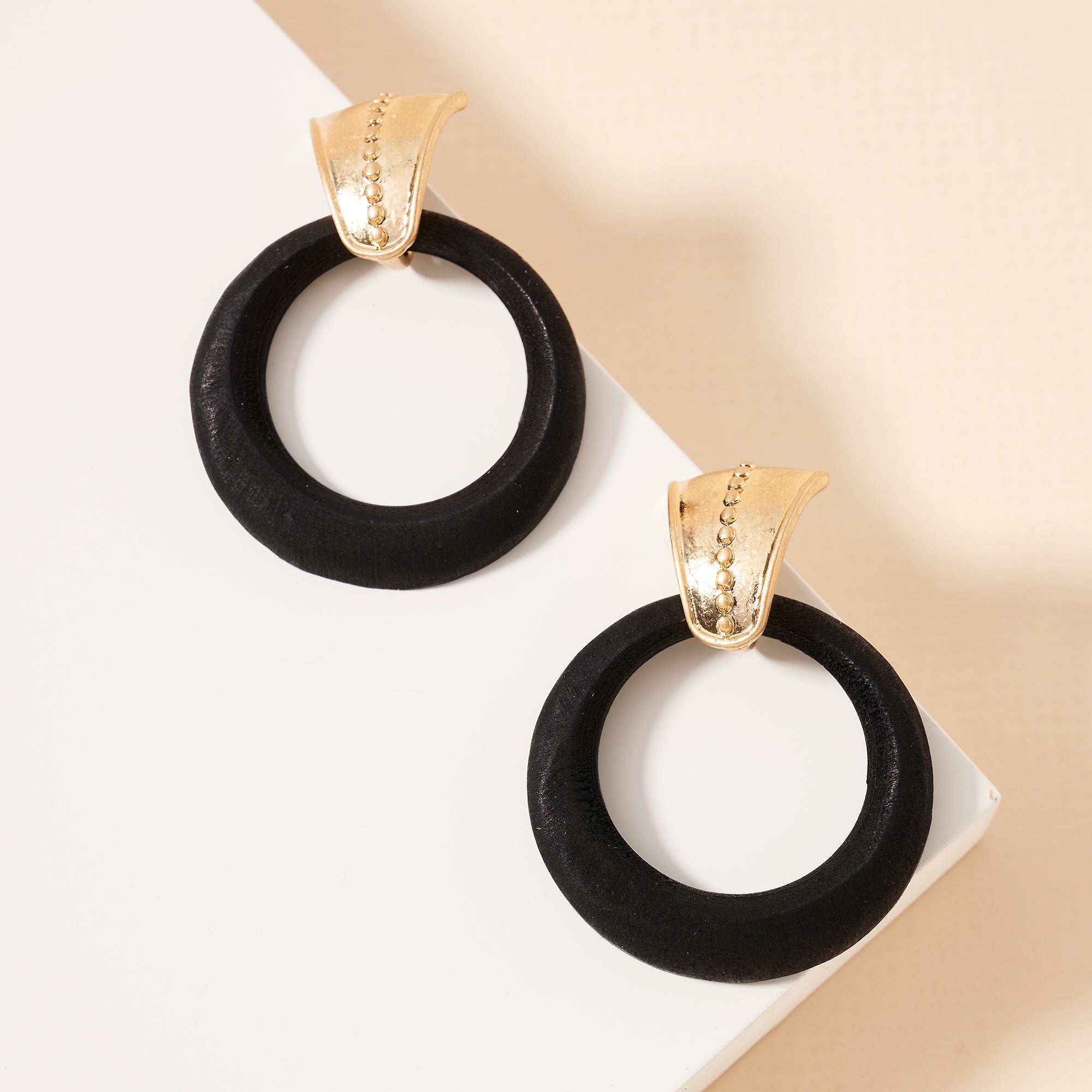 Round Wooden Hoop Earrings