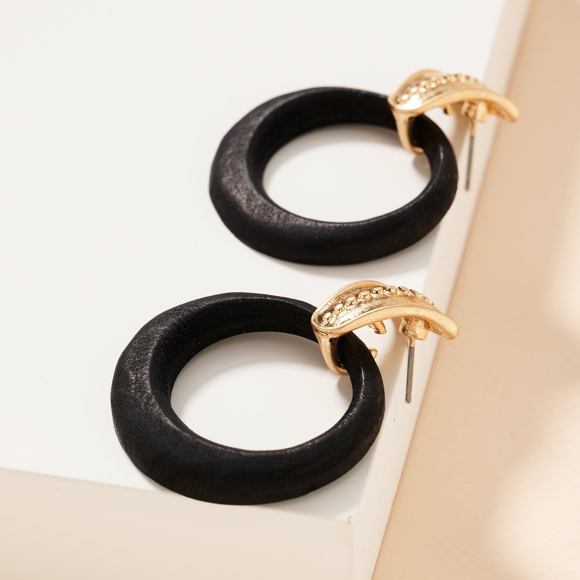 Round Wooden Hoop Earrings
