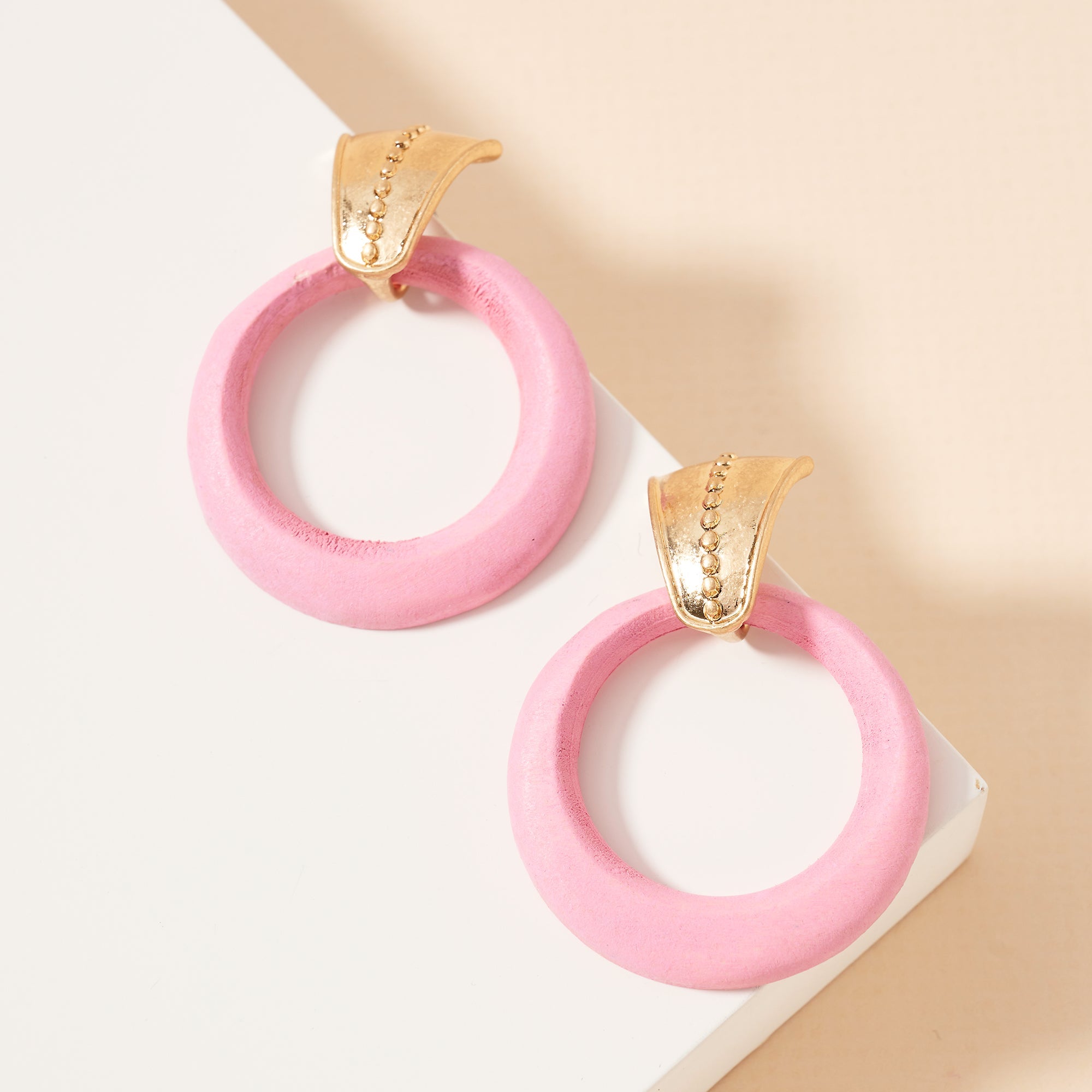 Round Wooden Hoop Earrings