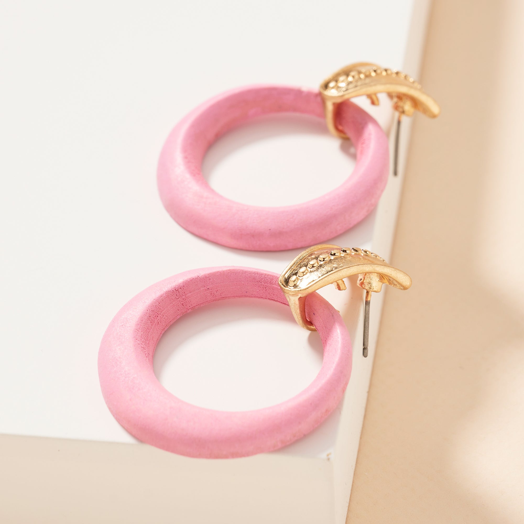 Round Wooden Hoop Earrings
