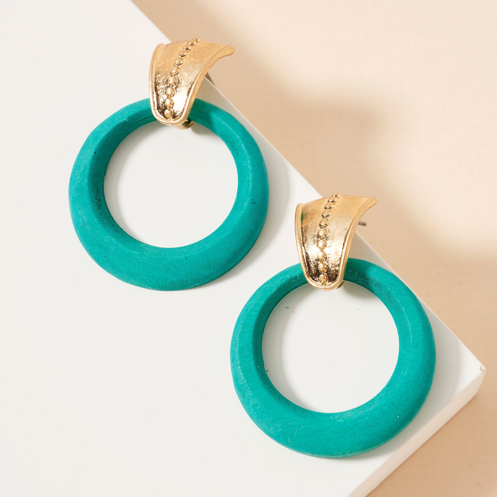 Round Wooden Hoop Earrings
