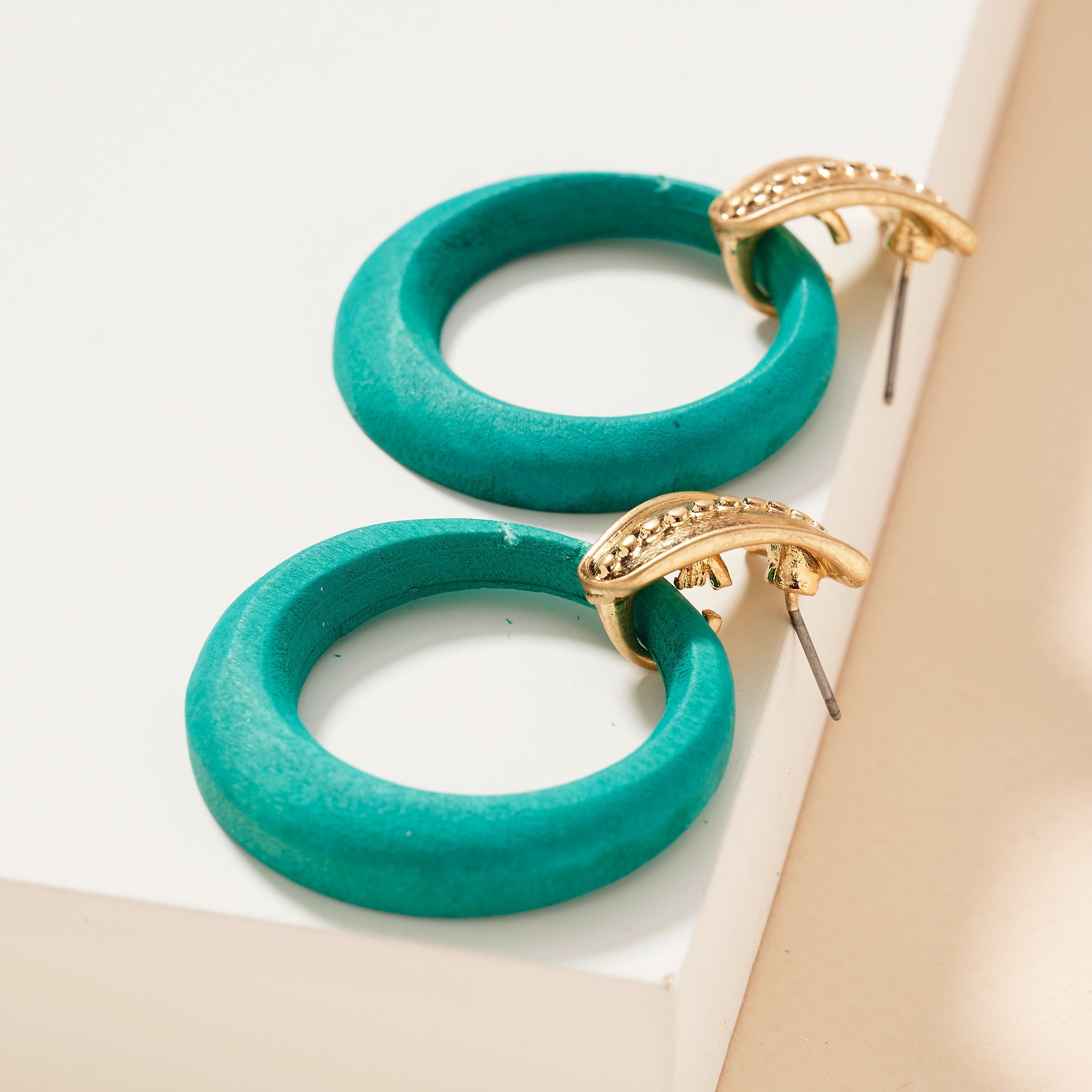 Round Wooden Hoop Earrings