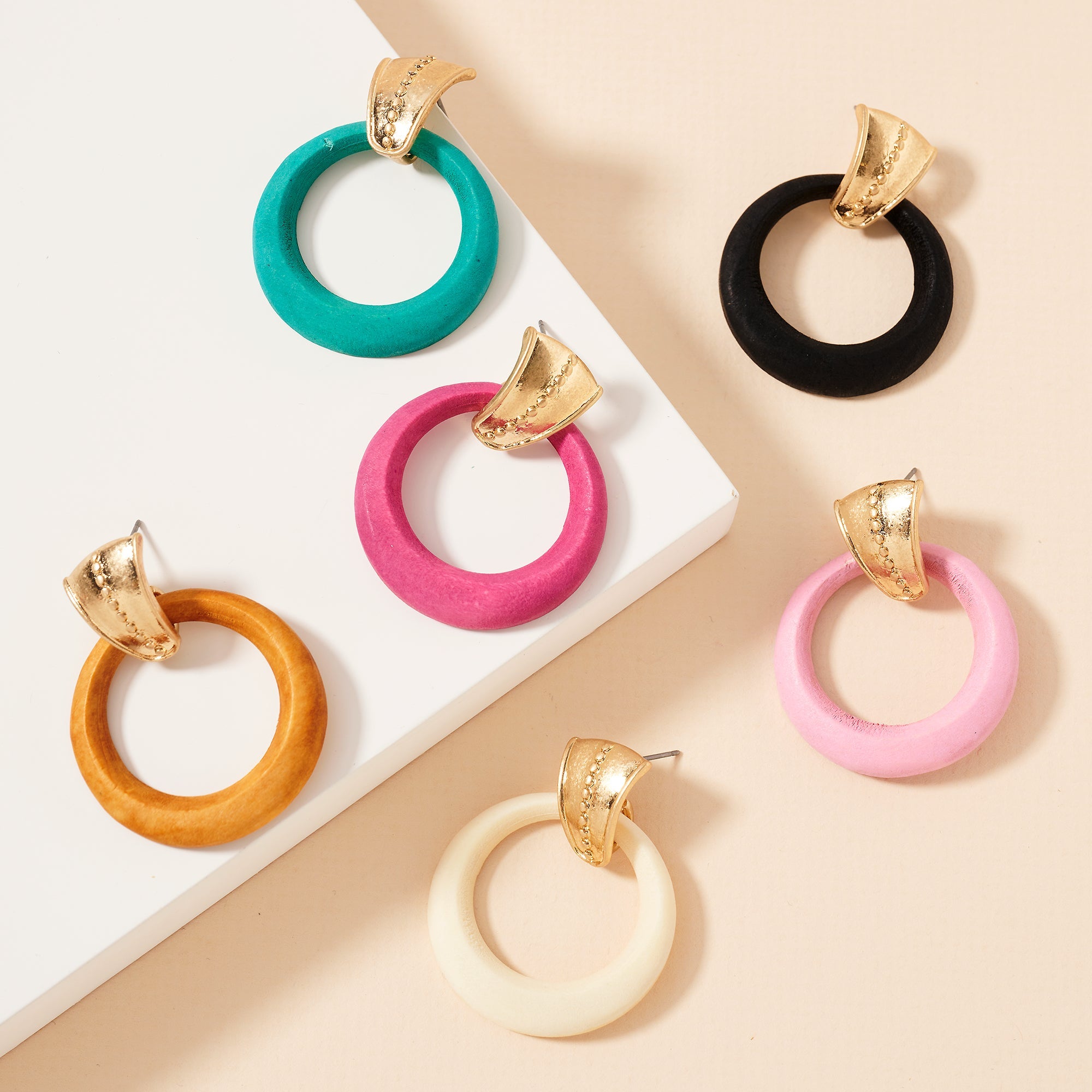 Round Wooden Hoop Earrings