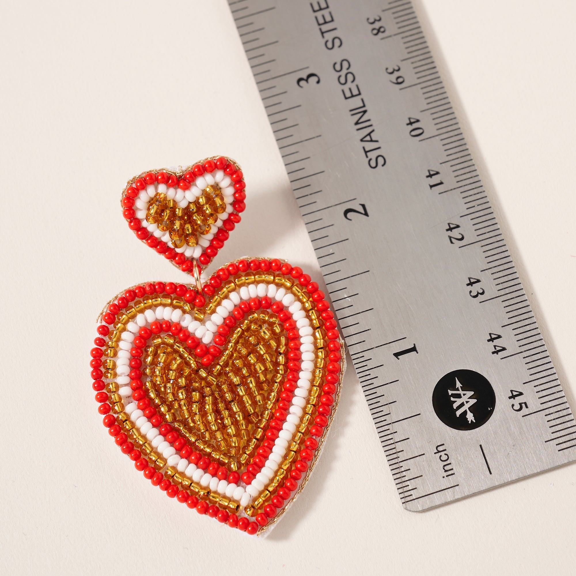 Heart Shaped Seed Beaded Earrings