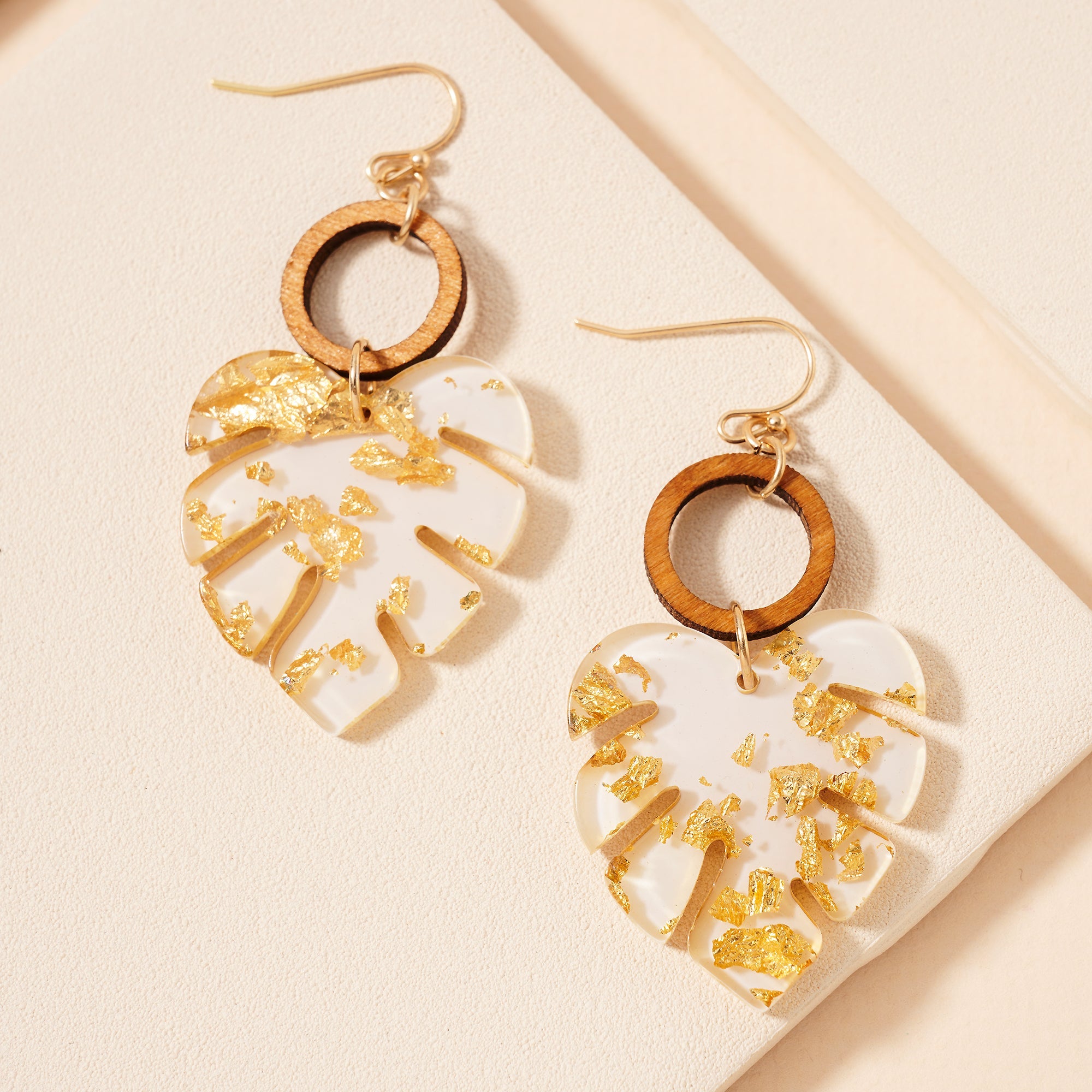 Flake Leaf Shape Dangle Earrings