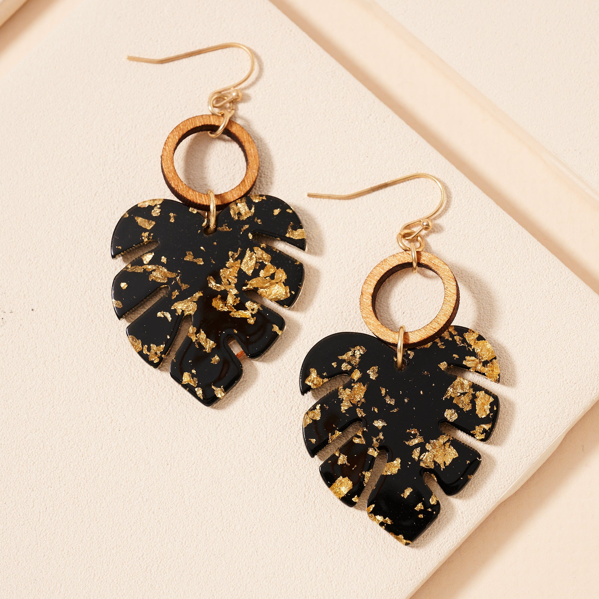 Flake Leaf Shape Dangle Earrings