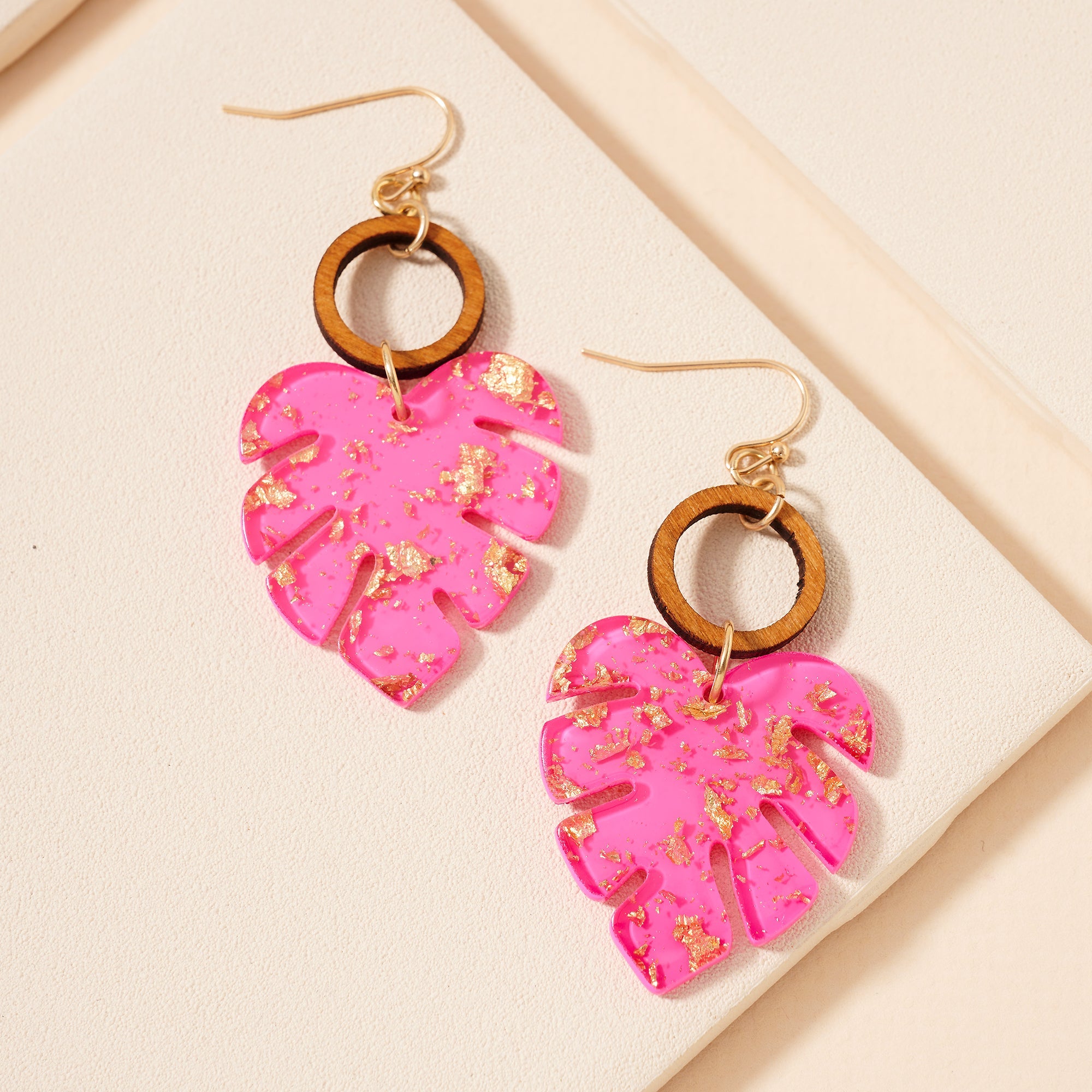 Flake Leaf Shape Dangle Earrings