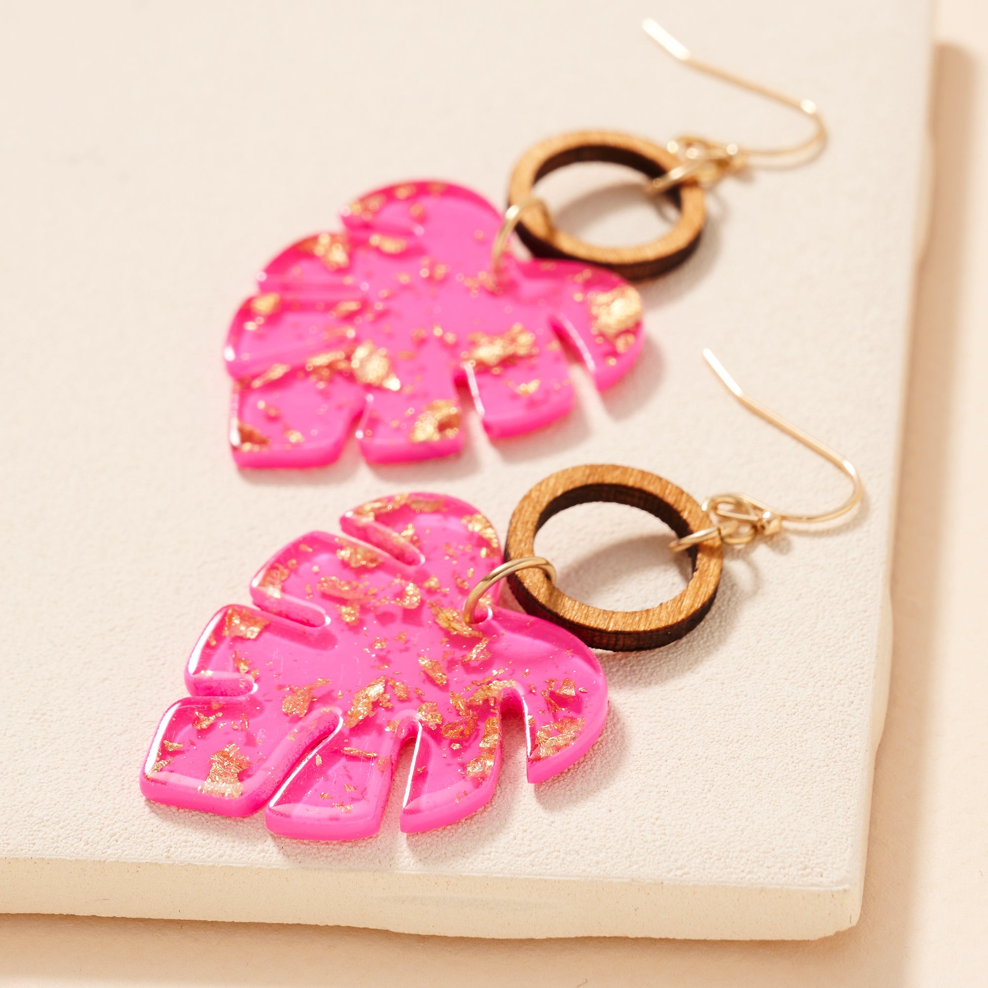 Flake Leaf Shape Dangle Earrings