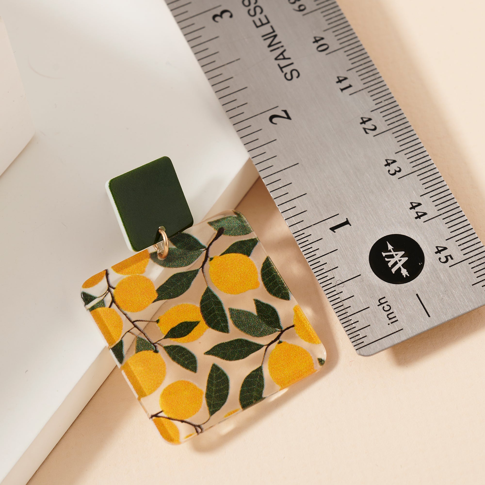 Lemon Print Acetate Dangling Earrings