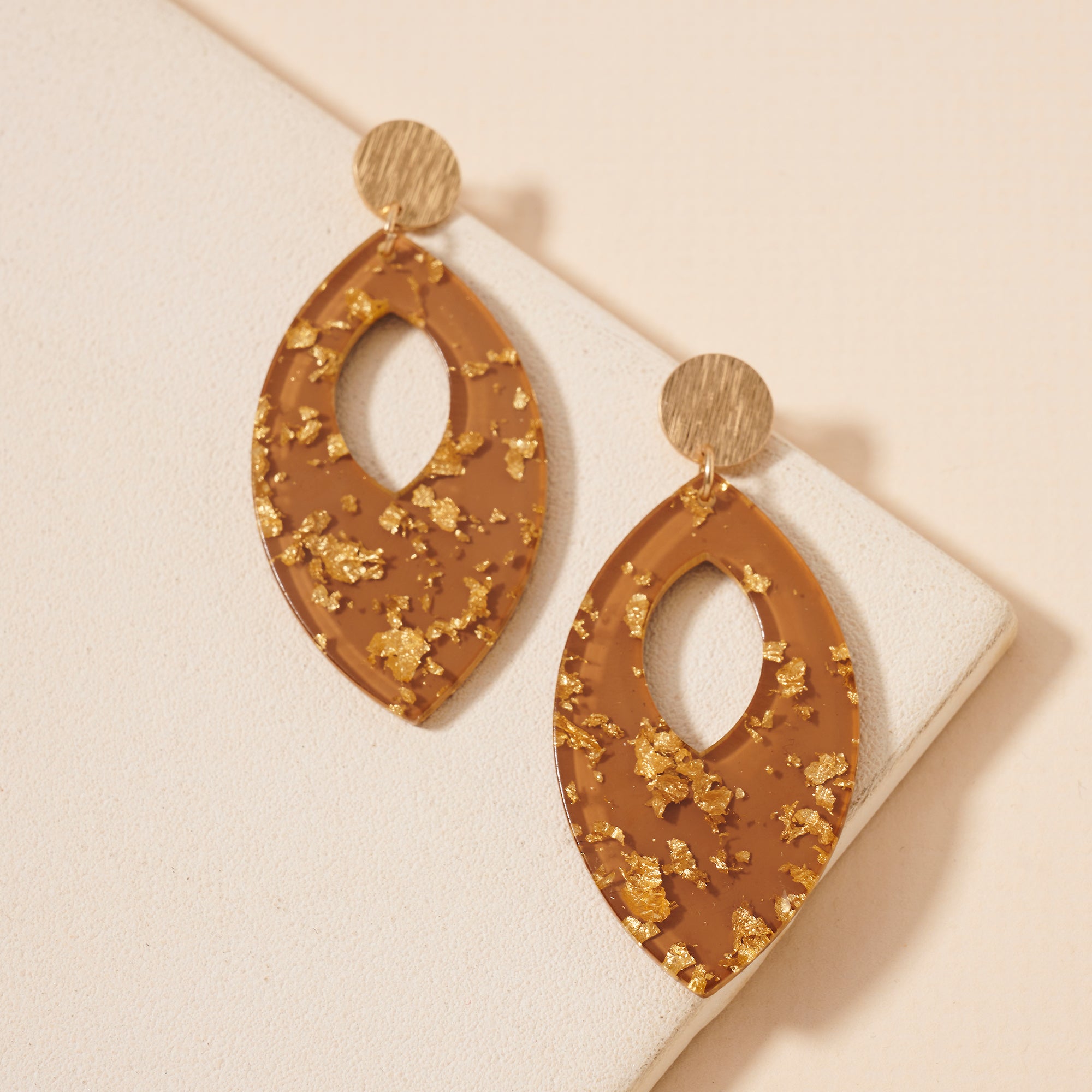 Flake Leaf Cut Out Dangle Earrings